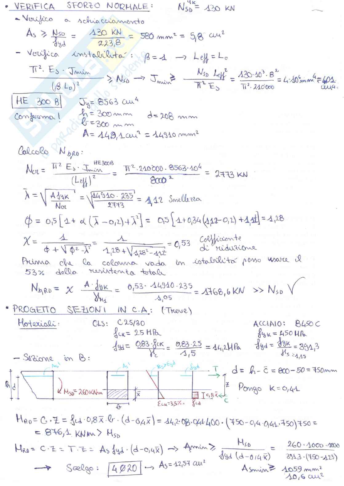 Prove d'esame svolte di Tecnica delle costruzioni Pag. 36