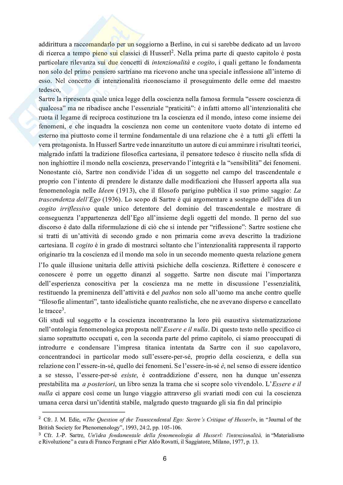 Tesi sulla psicoanalisi esistenziale di Jean-Paul Sartre Pag. 6