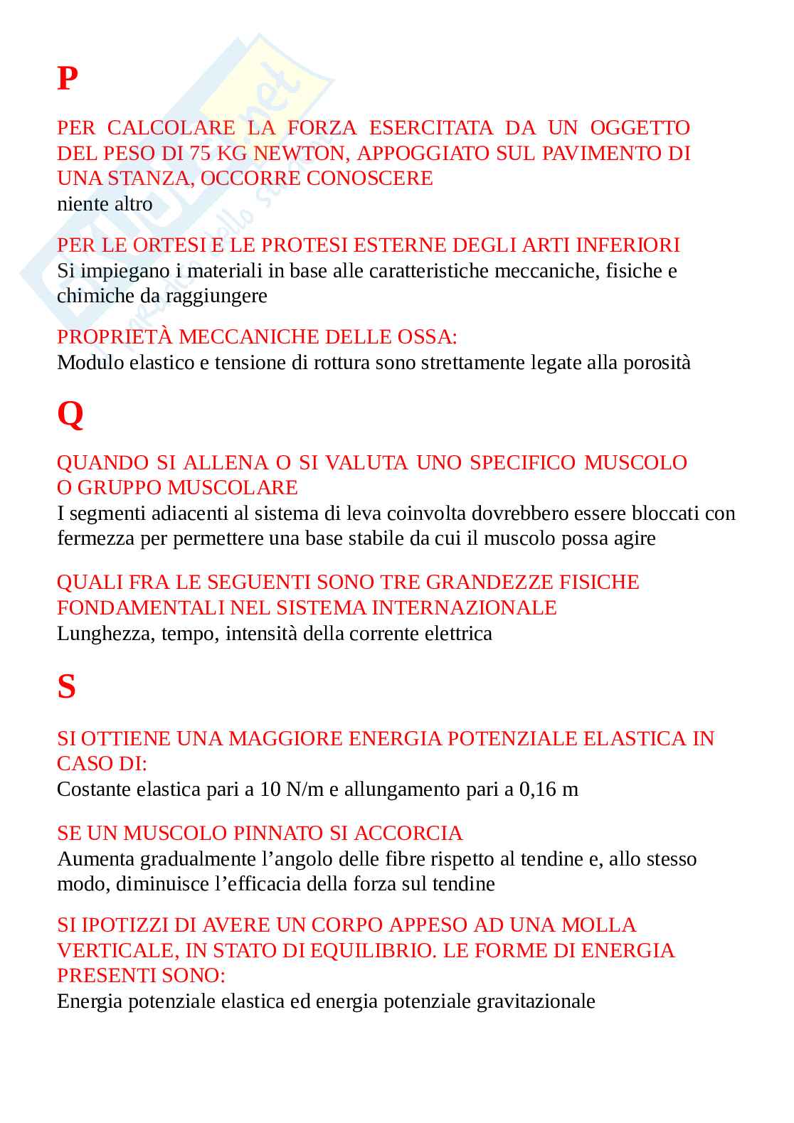 Extra Biomeccanica- Fondamenti di biomeccanica del movimento umano, aggiornato e completo. Domande extra Pag. 6