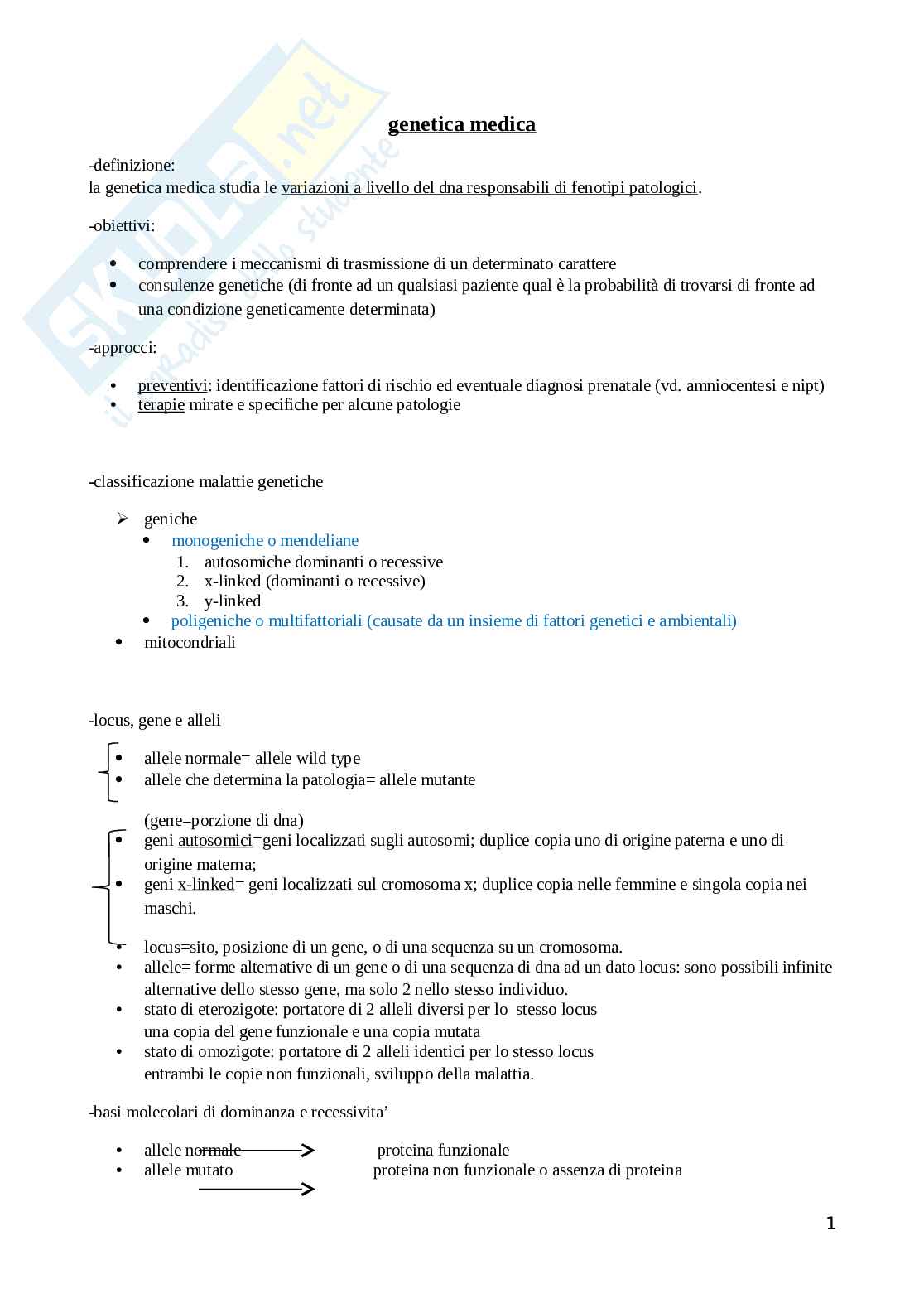 Genetica medica Pag. 1