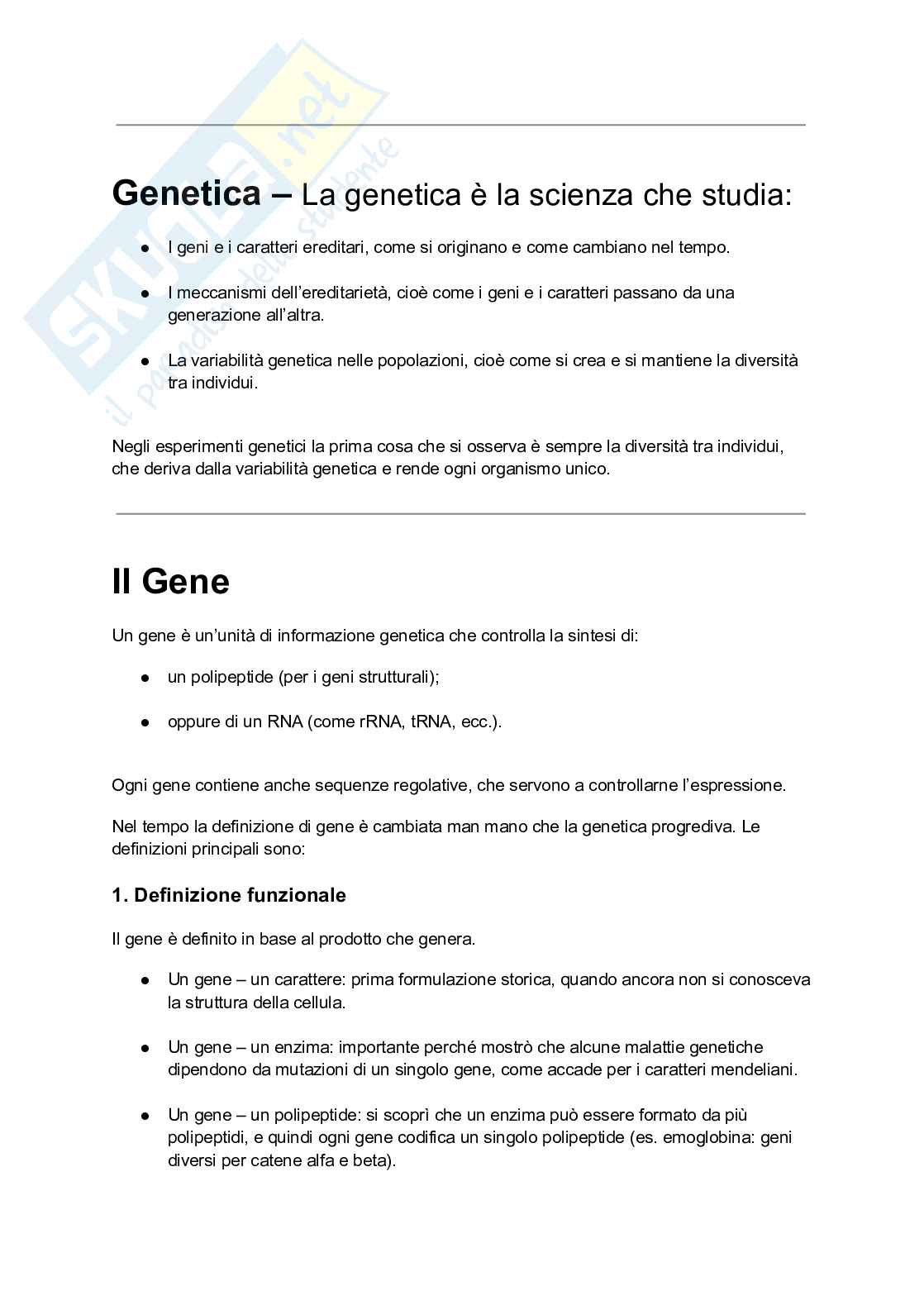 Appunti Genetica Pag. 1