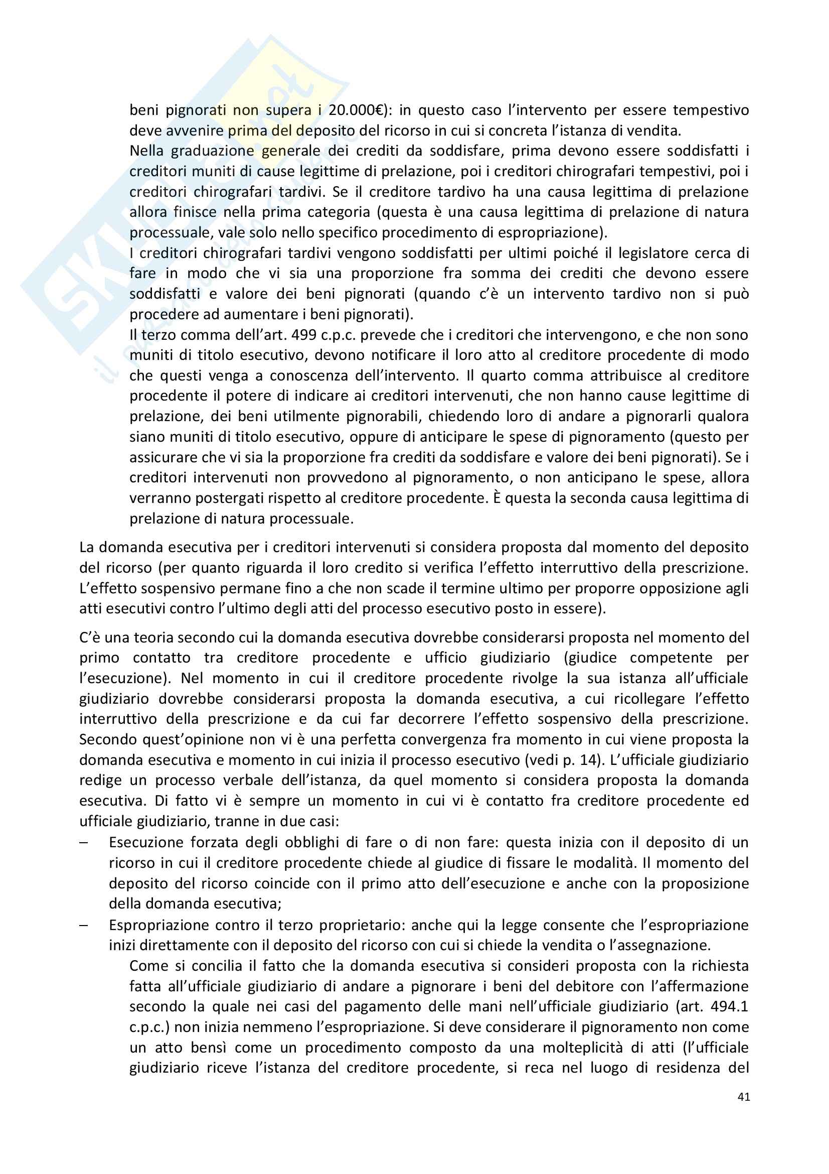 Riassunto esame Diritto processuale civile, prof. Giacomelli, libro consigliato Procedimenti esecutivi, Mandrioli Pag. 41