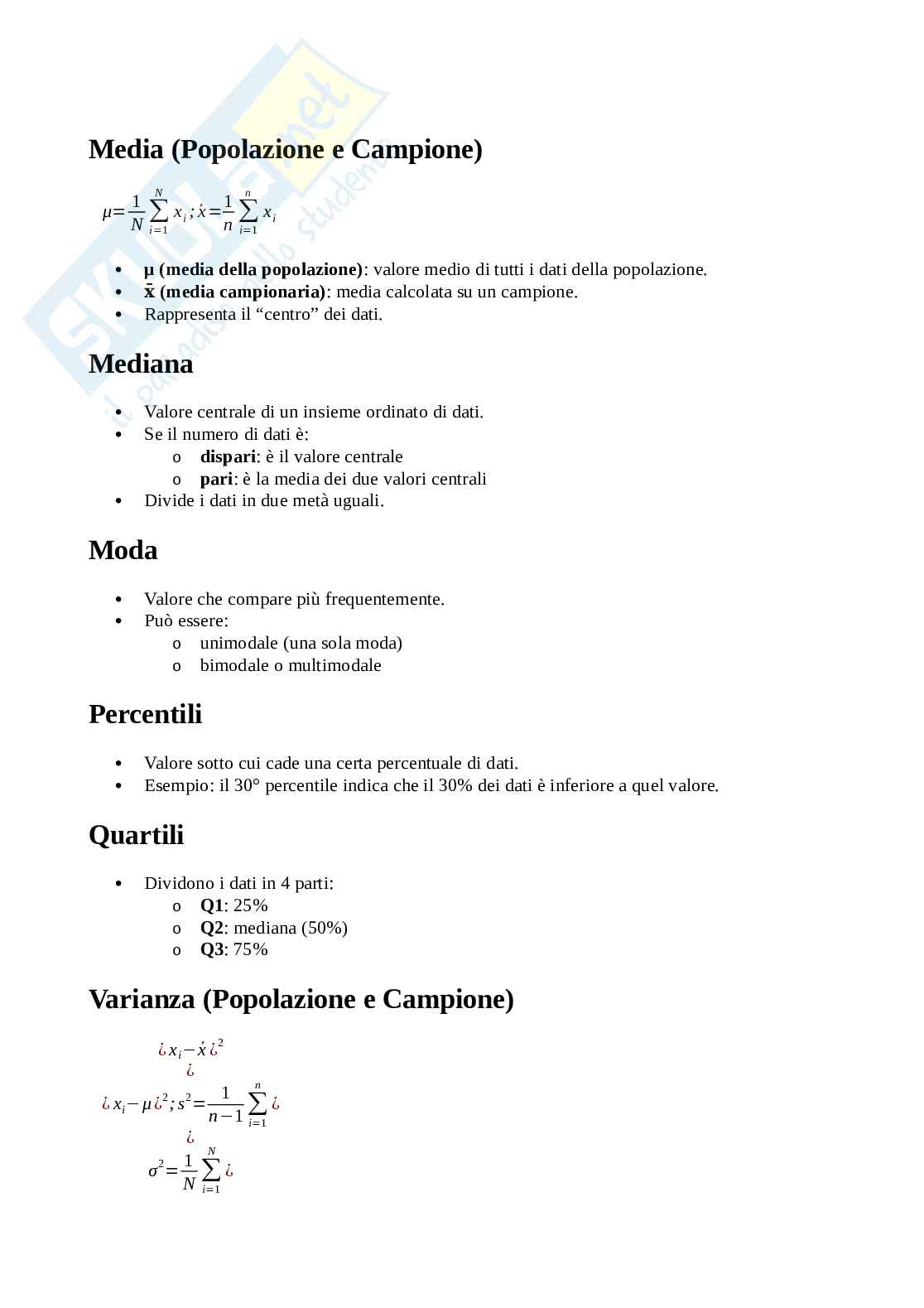 Formulario Statistica aziendale Pag. 1