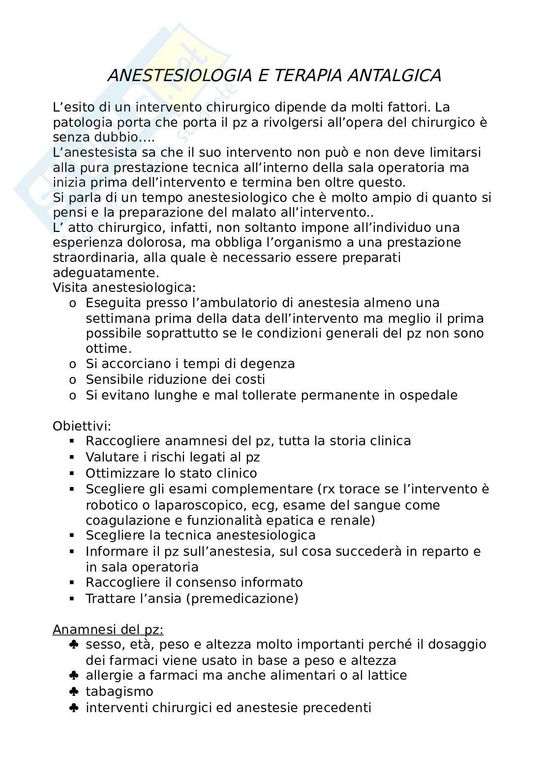Anestesiologia e terapia antalgica  Pag. 1