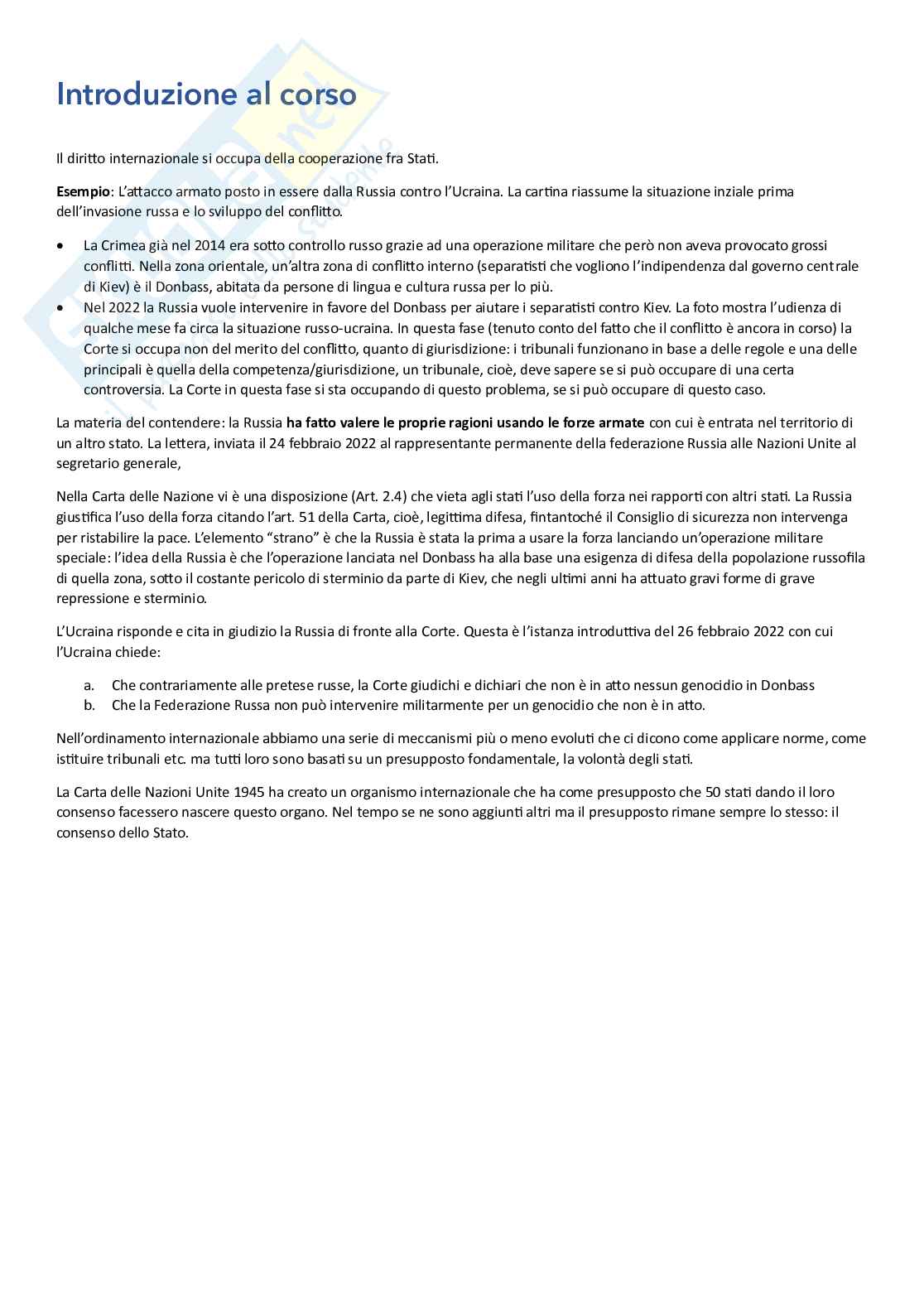 Appunti completi di Diritto internazionale Pag. 1