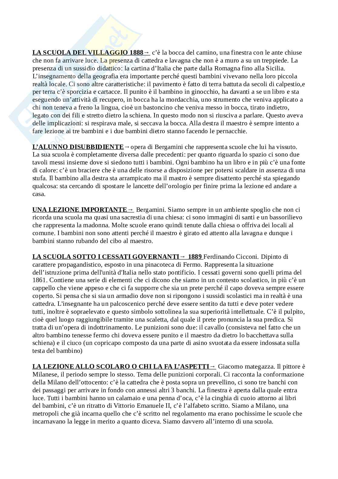 Riassunto esame Storia dell'educazione , Prof. Meda Juri, libro consigliato Storia dell'educazione, Ghizzoni, Mattioni Pag. 11