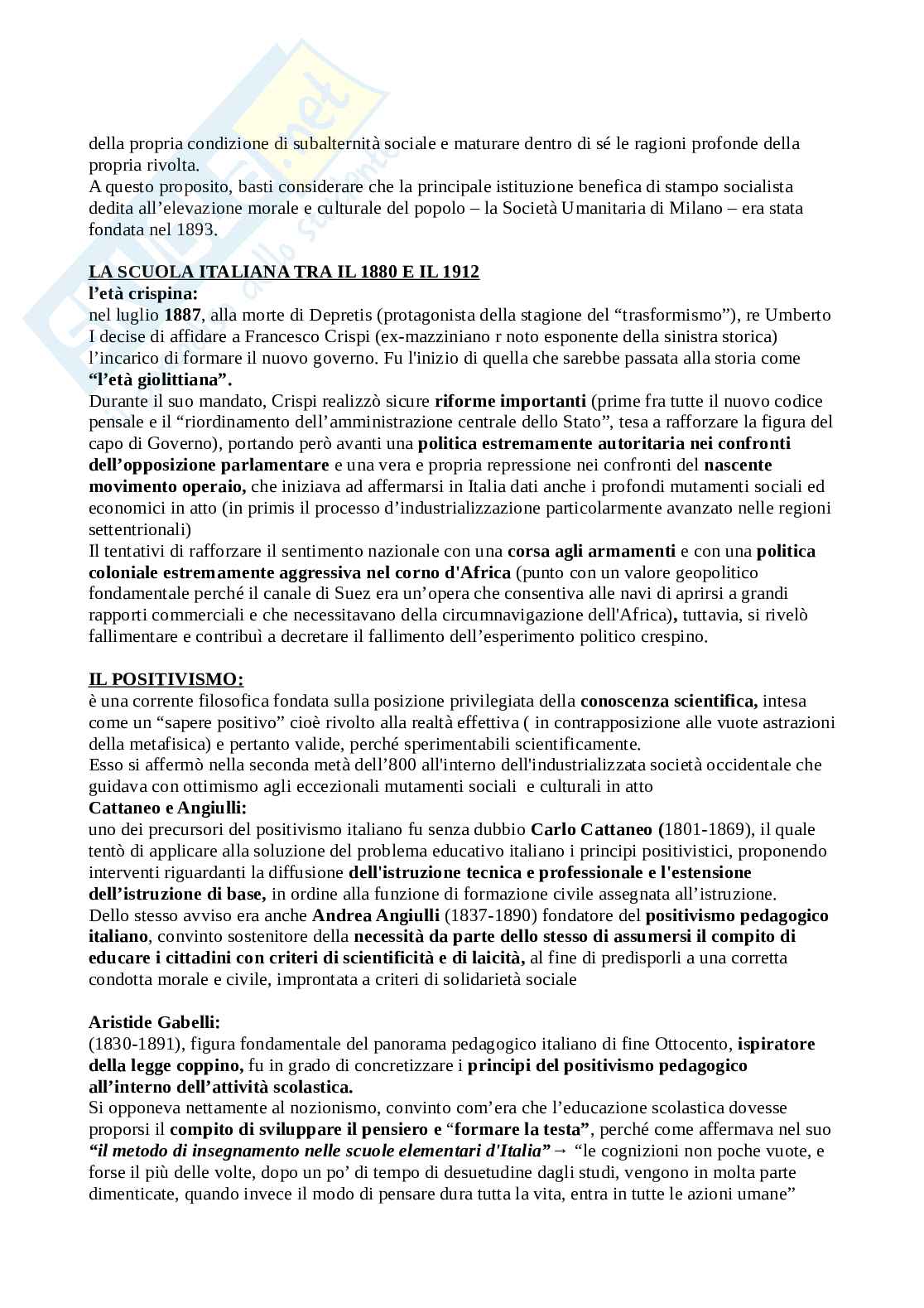 Riassunto esame Storia dell'educazione , Prof. Meda Juri, libro consigliato Storia dell'educazione, Ghizzoni, Mattioni Pag. 21