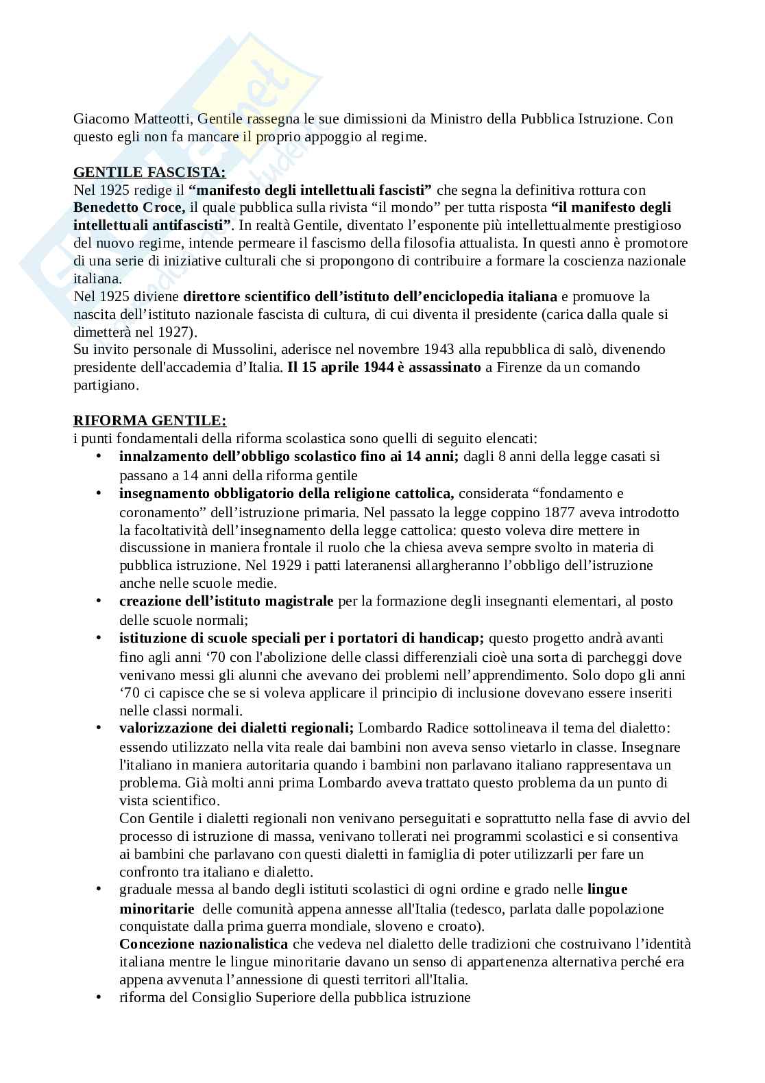 Riassunto esame Storia dell'educazione , Prof. Meda Juri, libro consigliato Storia dell'educazione, Ghizzoni, Mattioni Pag. 41