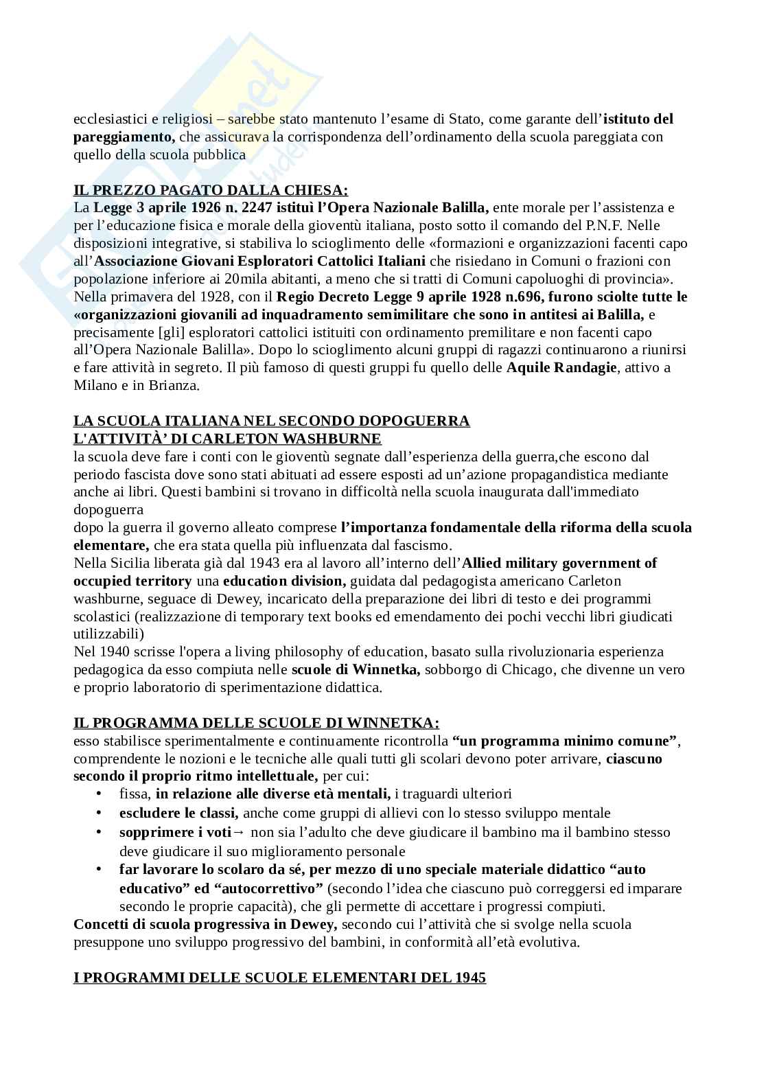 Riassunto esame Storia dell'educazione , Prof. Meda Juri, libro consigliato Storia dell'educazione, Ghizzoni, Mattioni Pag. 46