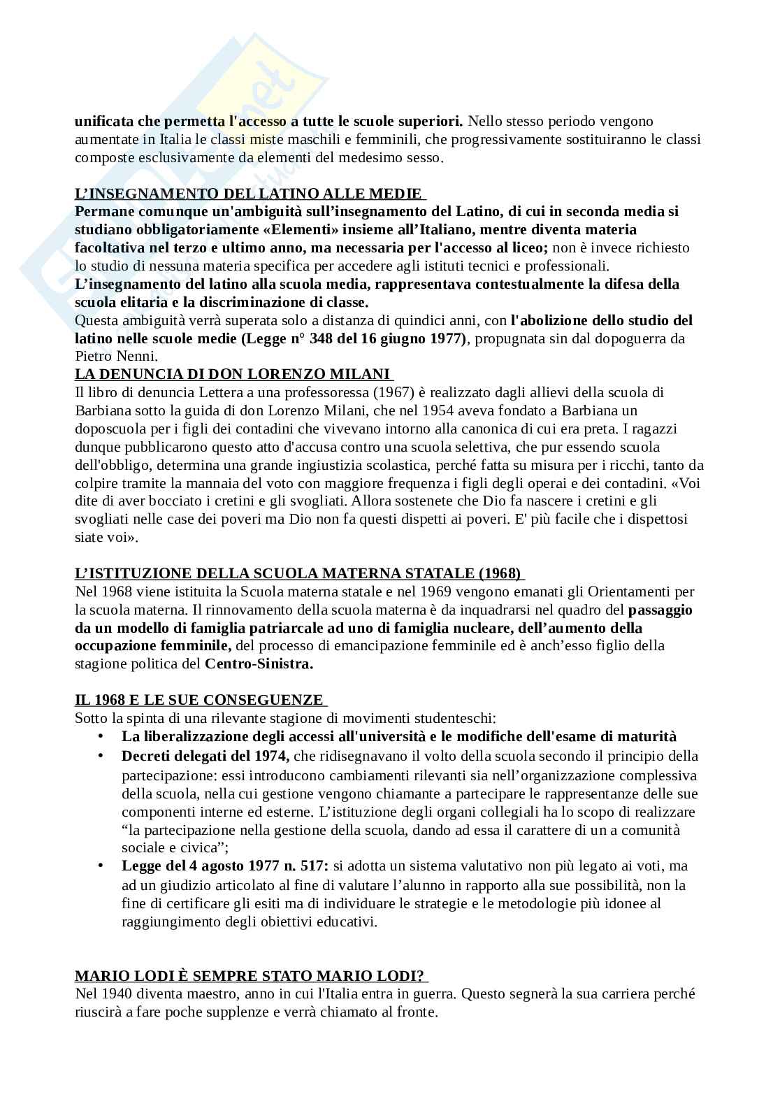 Riassunto esame Storia dell'educazione , Prof. Meda Juri, libro consigliato Storia dell'educazione, Ghizzoni, Mattioni Pag. 51