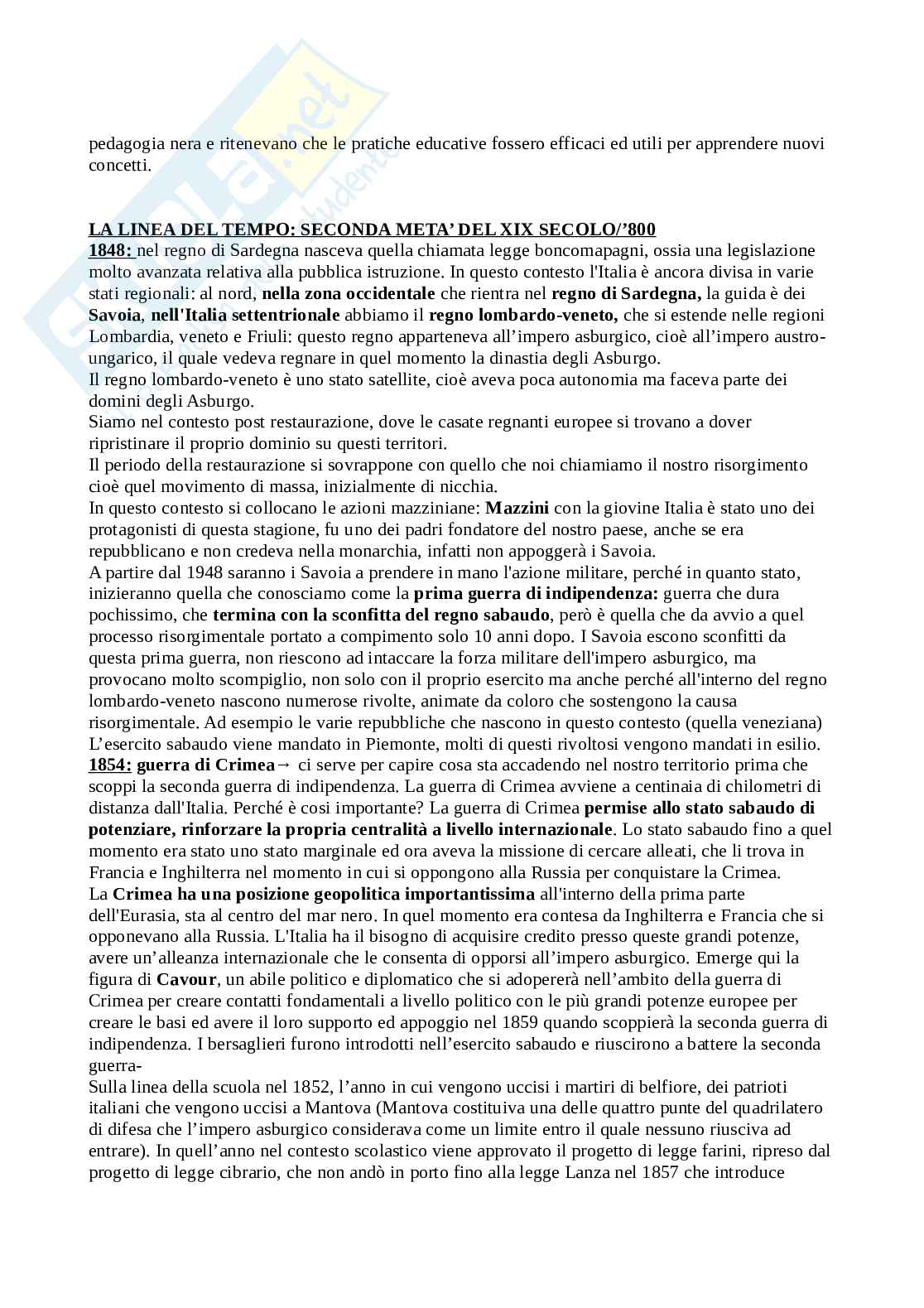 Riassunto esame Storia dell'educazione , Prof. Meda Juri, libro consigliato Storia dell'educazione, Ghizzoni, Mattioni Pag. 6