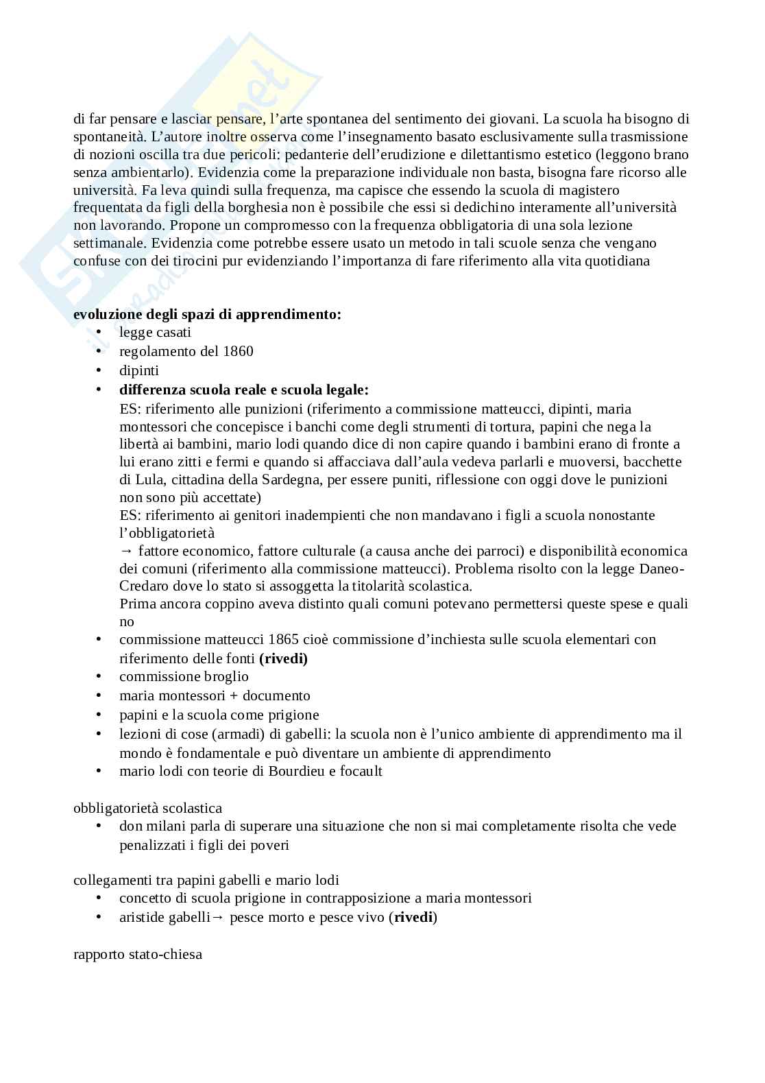 Riassunto esame Storia dell'educazione , Prof. Meda Juri, libro consigliato Storia dell'educazione, Ghizzoni, Mattioni Pag. 61