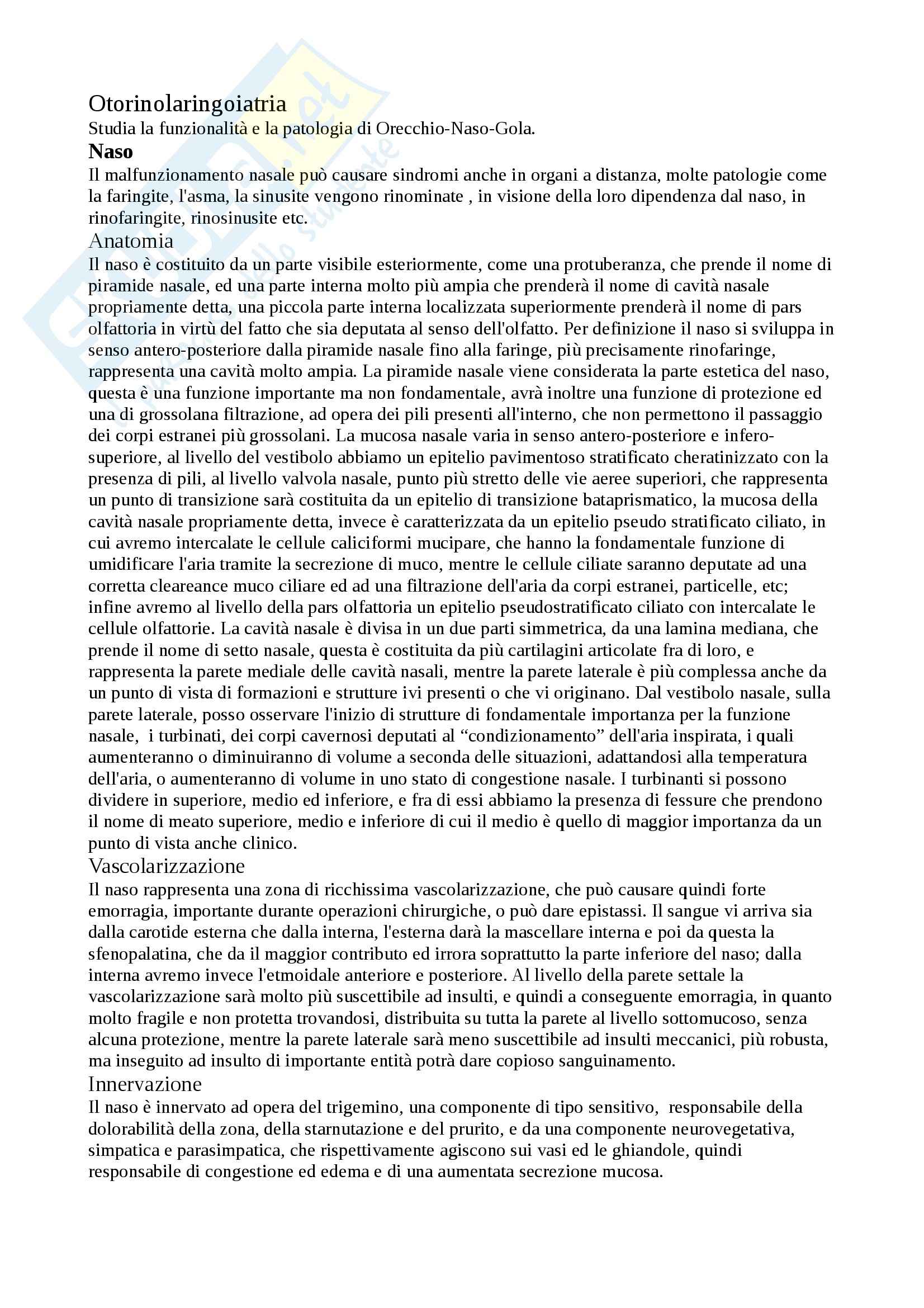 Nozioni, Otorinolaringoiatria Pag. 1