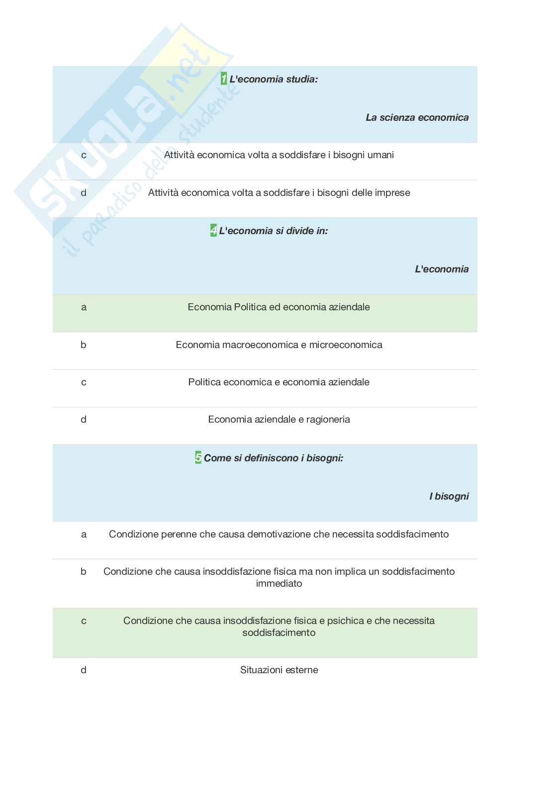 Economia aziendale  Test + domande inedite Pag. 2