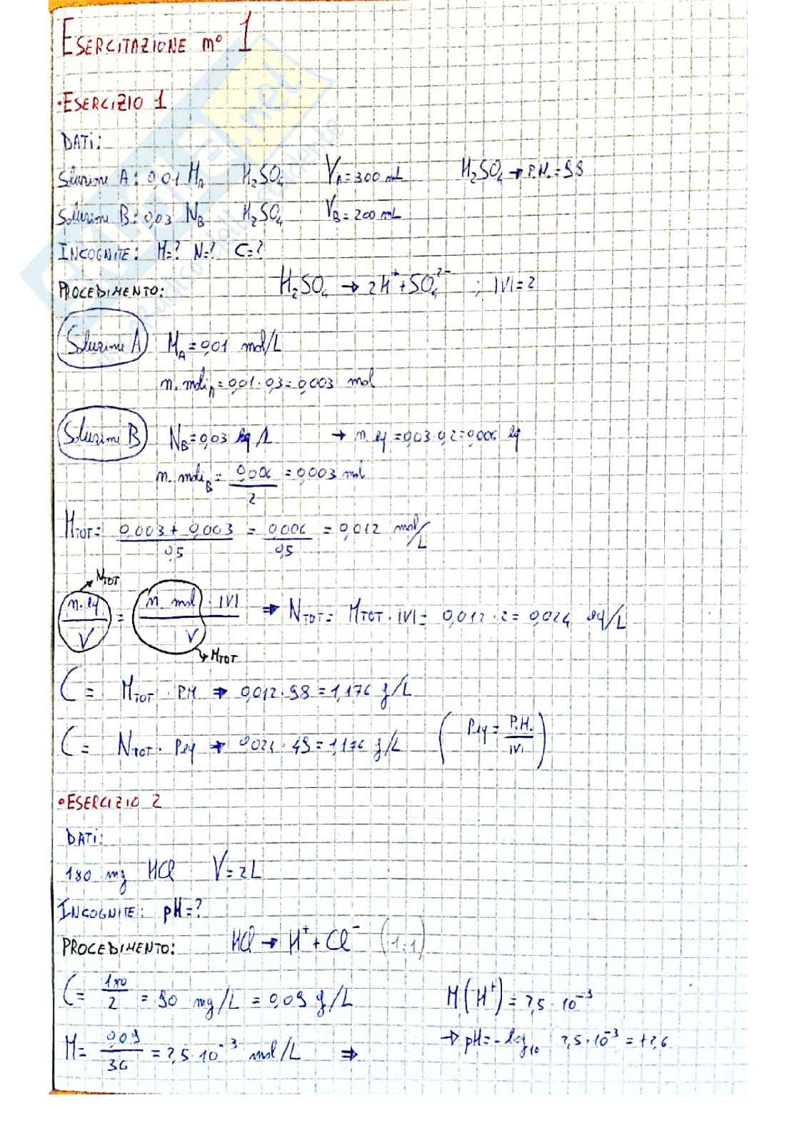 Ingegneria Sanitaria Ambientale - Esercizi Pag. 1