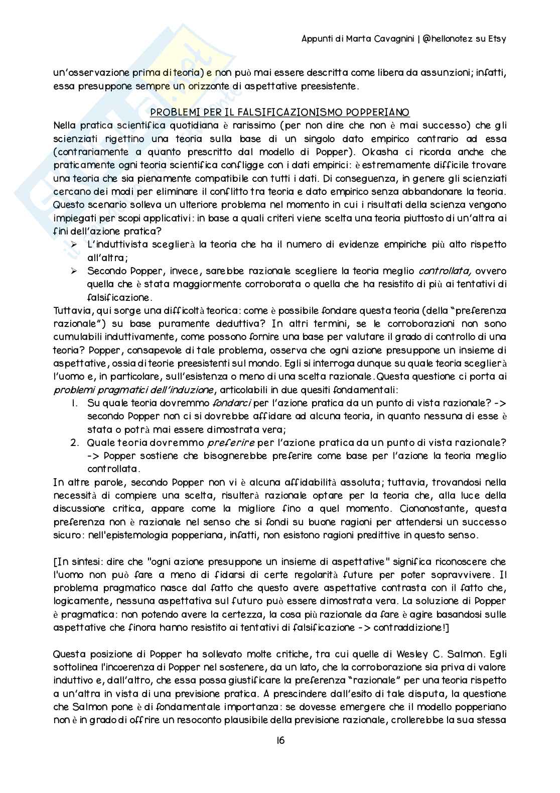 Riassunto esame Filosofia delle scienze, Prof. Lo Dico Giuseppe, libro consigliato Epistemologia delle scienze umane, A. Corradini Pag. 16