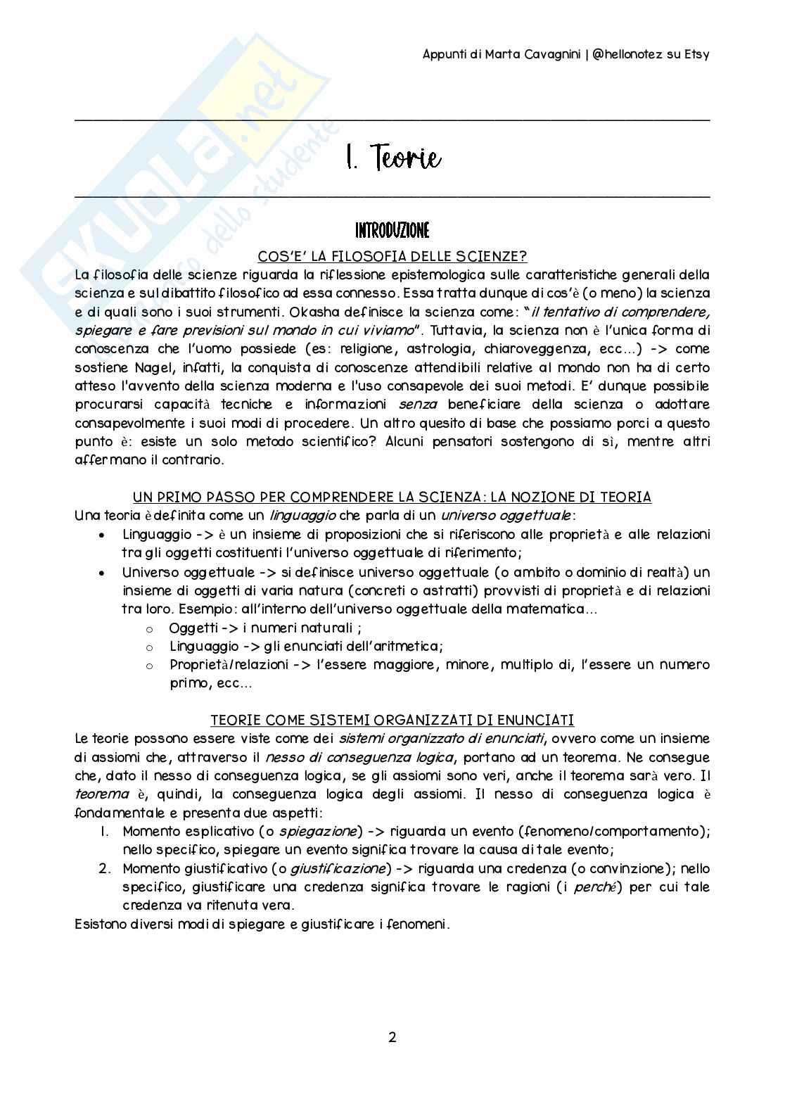 Riassunto esame Filosofia delle scienze, Prof. Lo Dico Giuseppe, libro consigliato Epistemologia delle scienze umane, A. Corradini Pag. 2