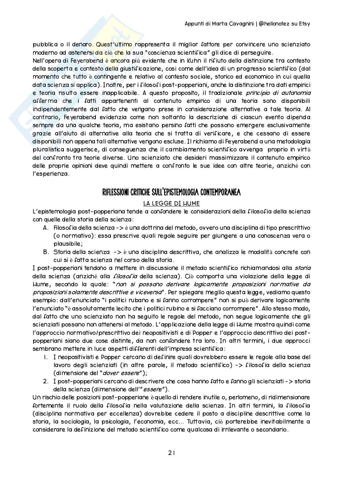 Riassunto esame Filosofia delle scienze, Prof. Lo Dico Giuseppe, libro consigliato Epistemologia delle scienze umane, A. Corradini Pag. 21