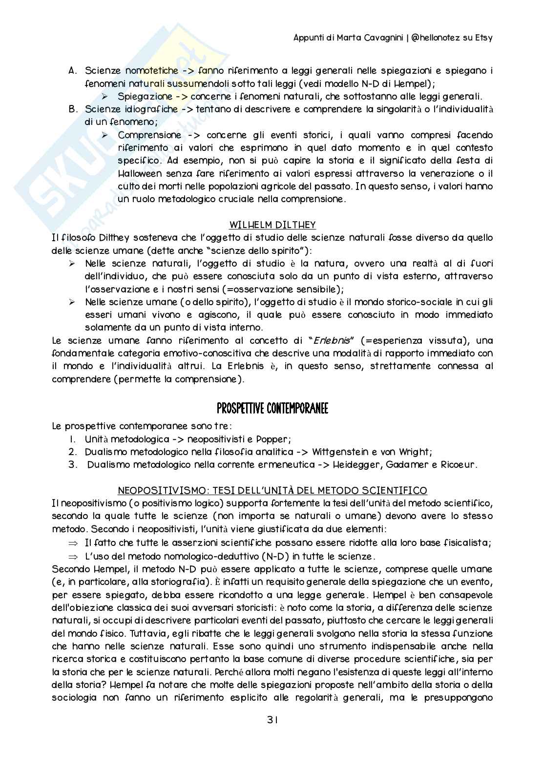 Riassunto esame Filosofia delle scienze, Prof. Lo Dico Giuseppe, libro consigliato Epistemologia delle scienze umane, A. Corradini Pag. 31