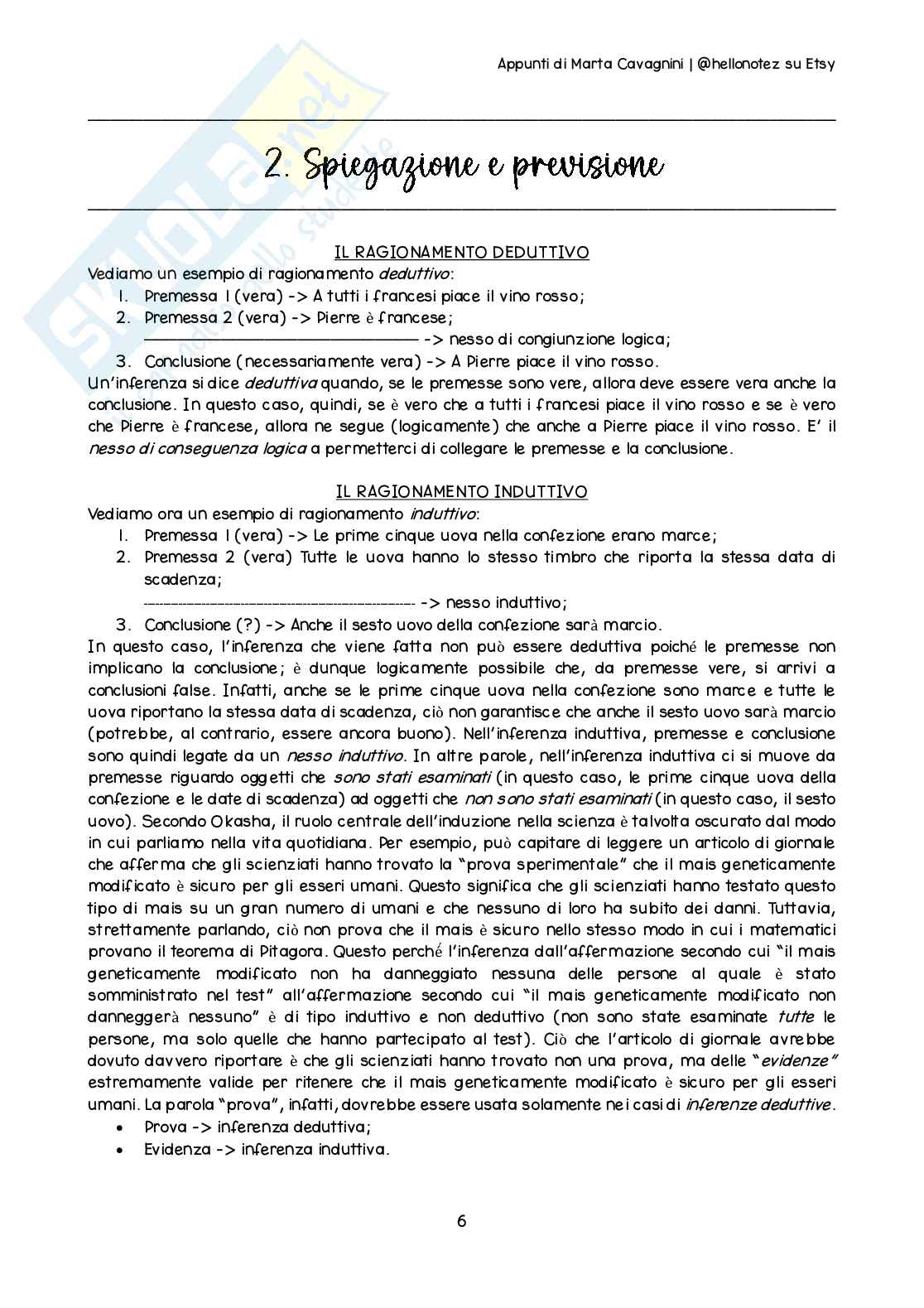Riassunto esame Filosofia delle scienze, Prof. Lo Dico Giuseppe, libro consigliato Epistemologia delle scienze umane, A. Corradini Pag. 6