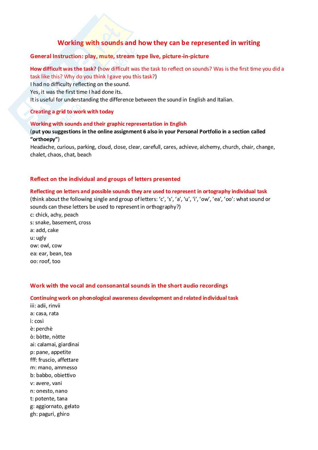Laboratorio di lingua inglese (B024353) - Portfolio, esame scritto e orale, fonologia | SFP Notes Vol. 32 Pag. 71