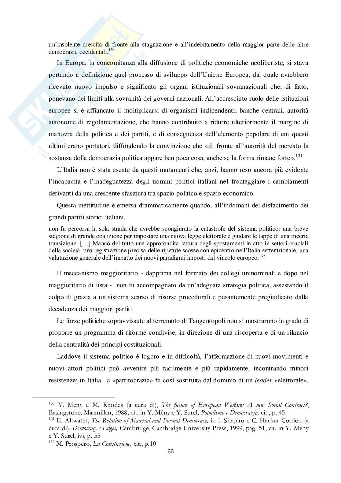 Tesi di Laurea in Filosofia, Società e Comunicazione - Populismo e democrazia. Orientamenti nel dibattito italiano Pag. 66