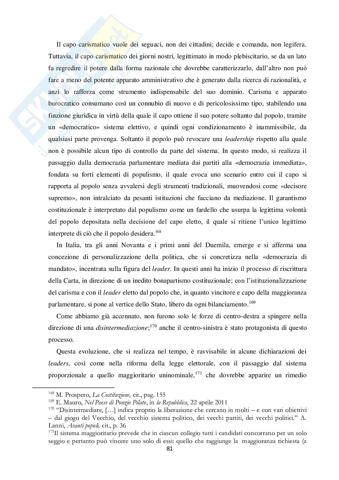 Tesi di Laurea in Filosofia, Società e Comunicazione - Populismo e democrazia. Orientamenti nel dibattito italiano Pag. 81