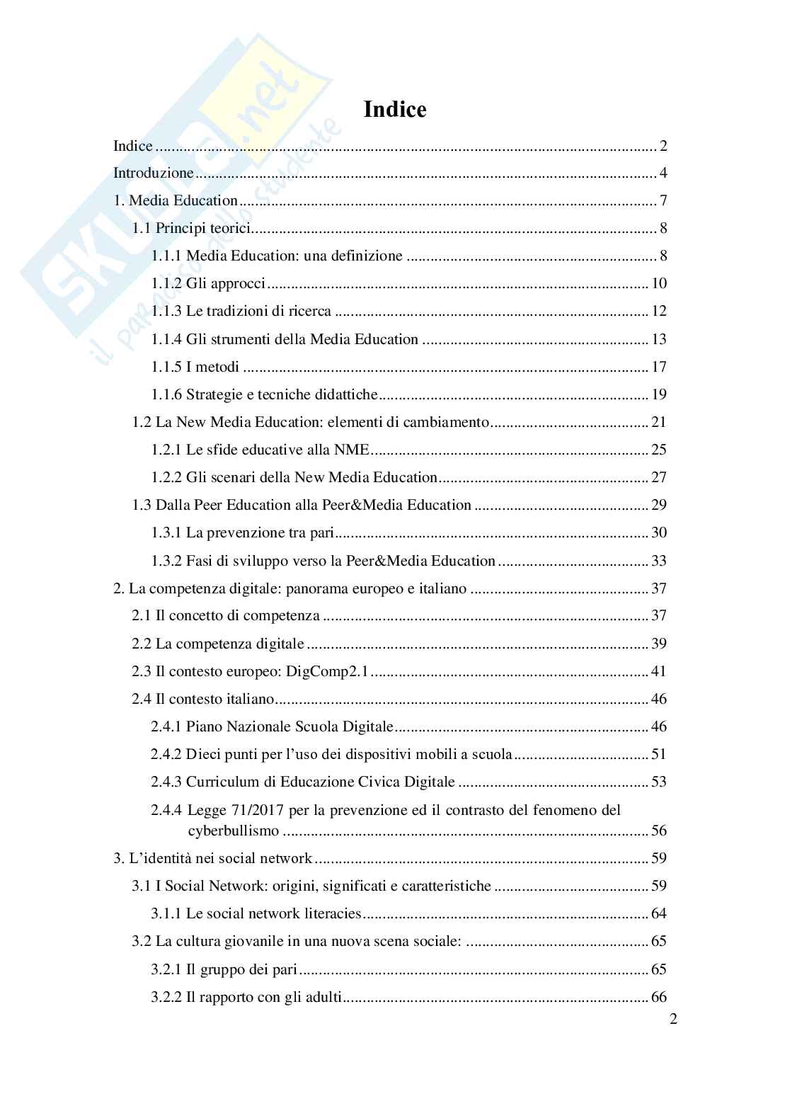 Tesi sulla Media Education: la rappresentazione del sè Pag. 2