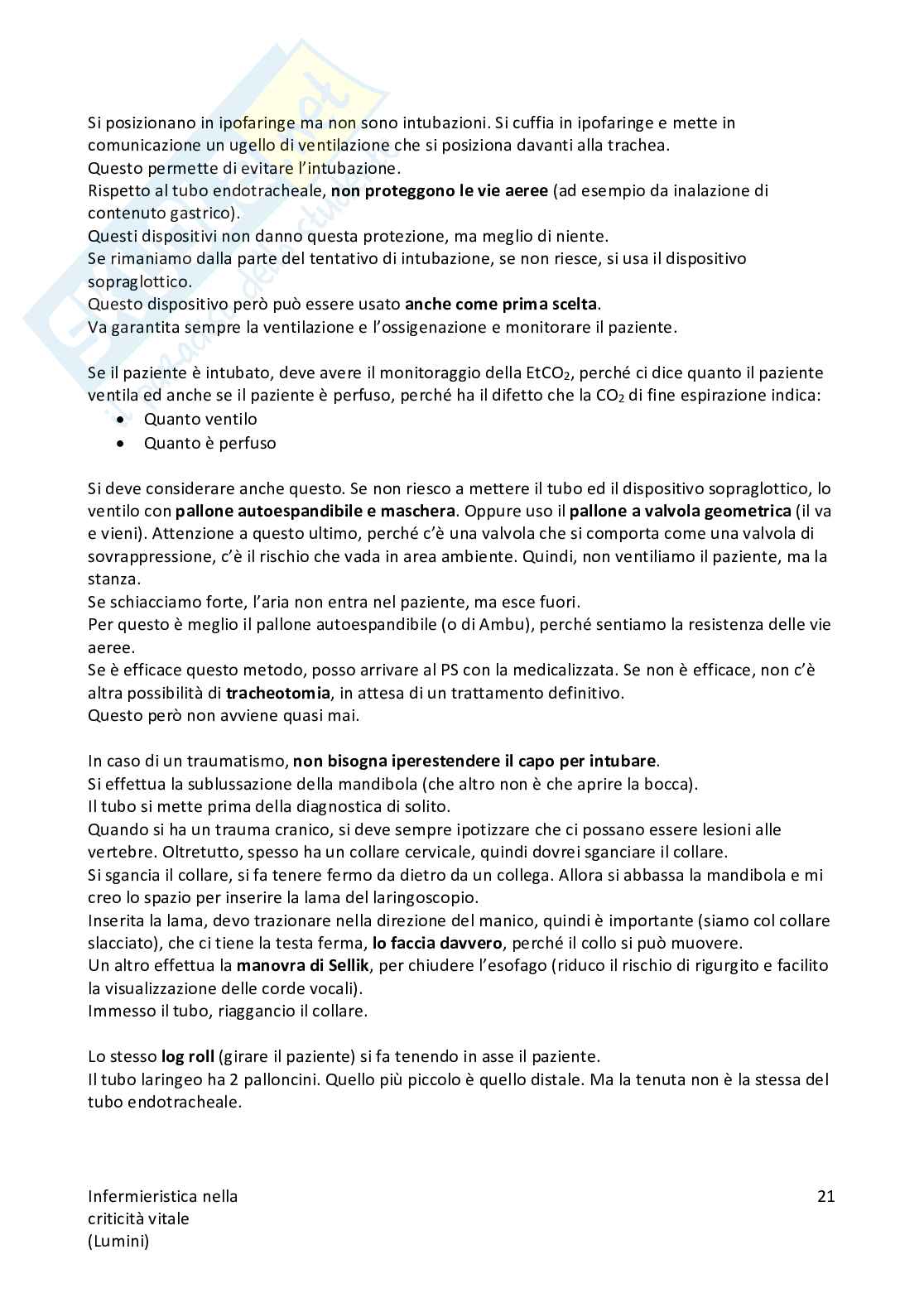 Infermieristica in area critica Pag. 21