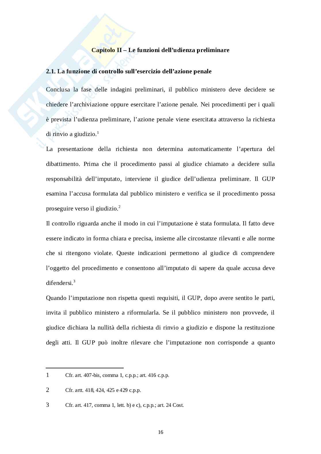 L’udienza preliminare: funzioni e modalità Pag. 16