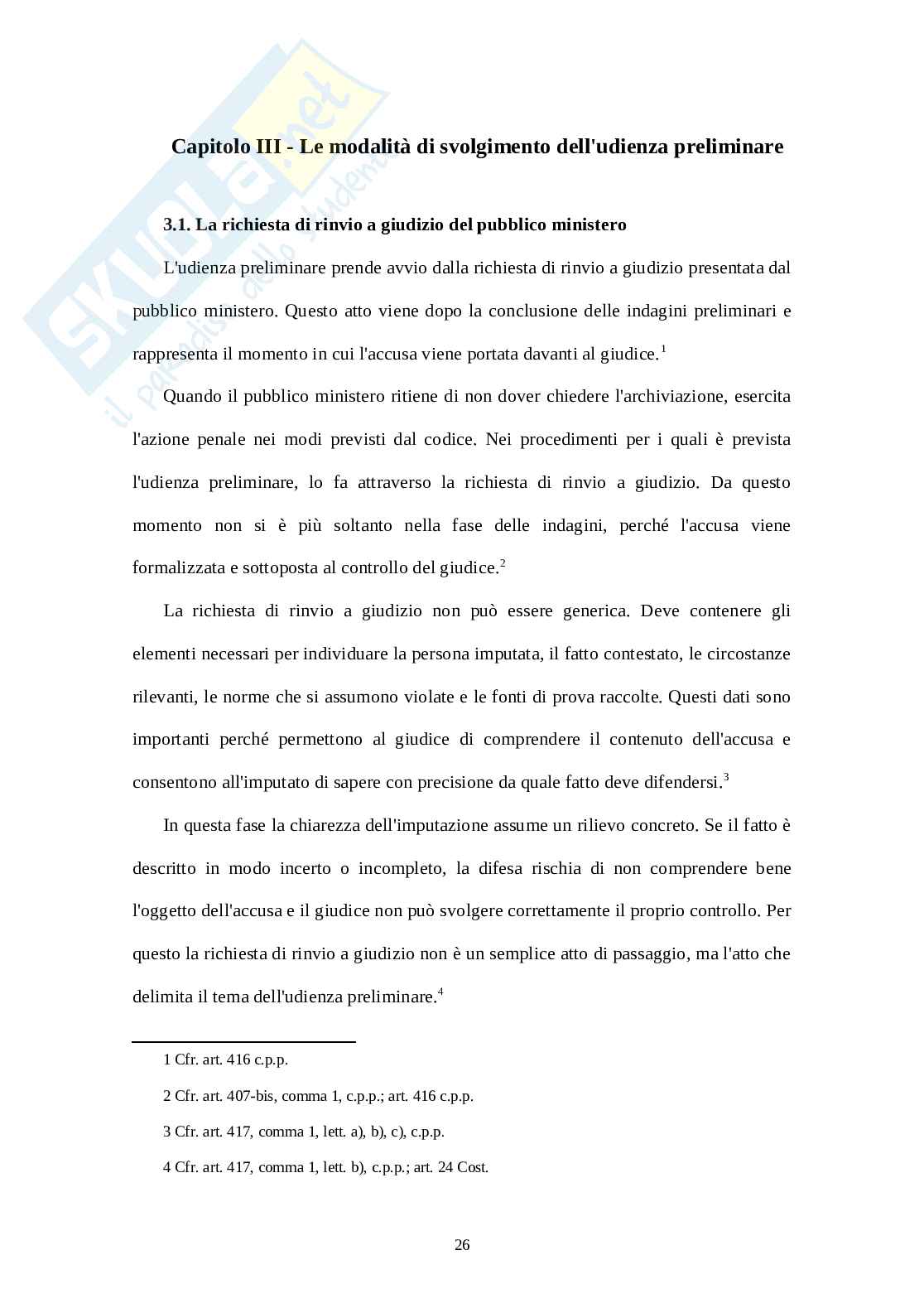 L’udienza preliminare: funzioni e modalità Pag. 26