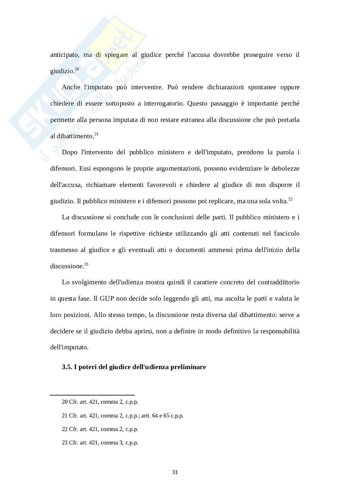 L’udienza preliminare: funzioni e modalità Pag. 31
