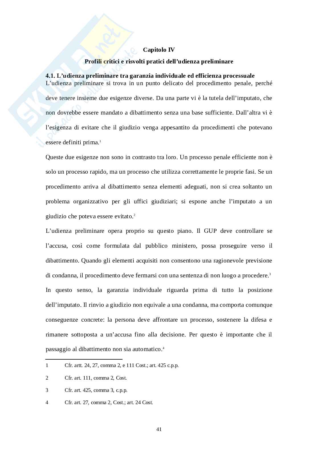 L’udienza preliminare: funzioni e modalità Pag. 41