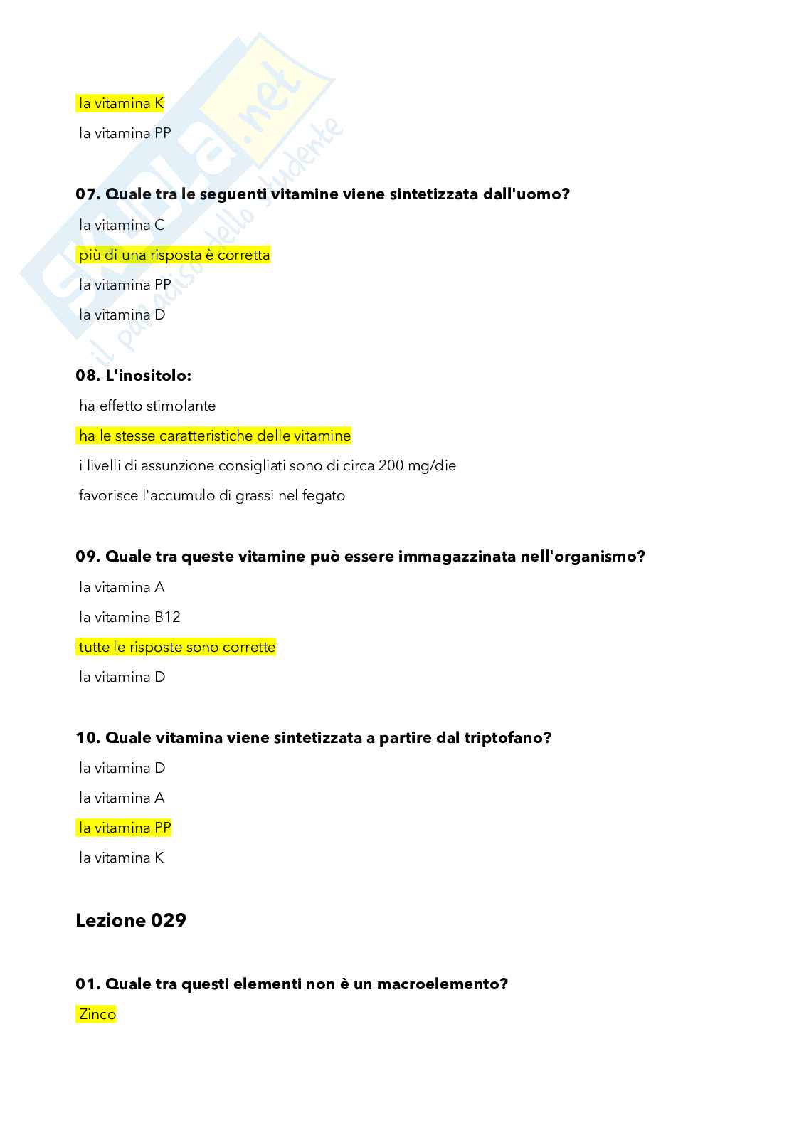 Paniere di Biochimica dei nutrienti Pag. 51