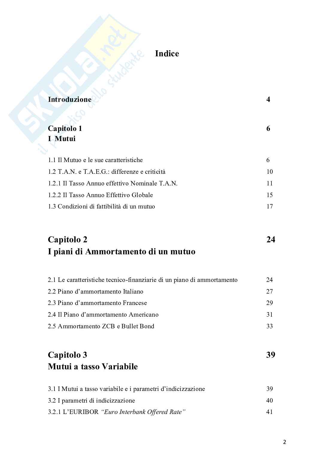Valutazione della sostenibilità di un mutuo: analisi finanziaria Pag. 2