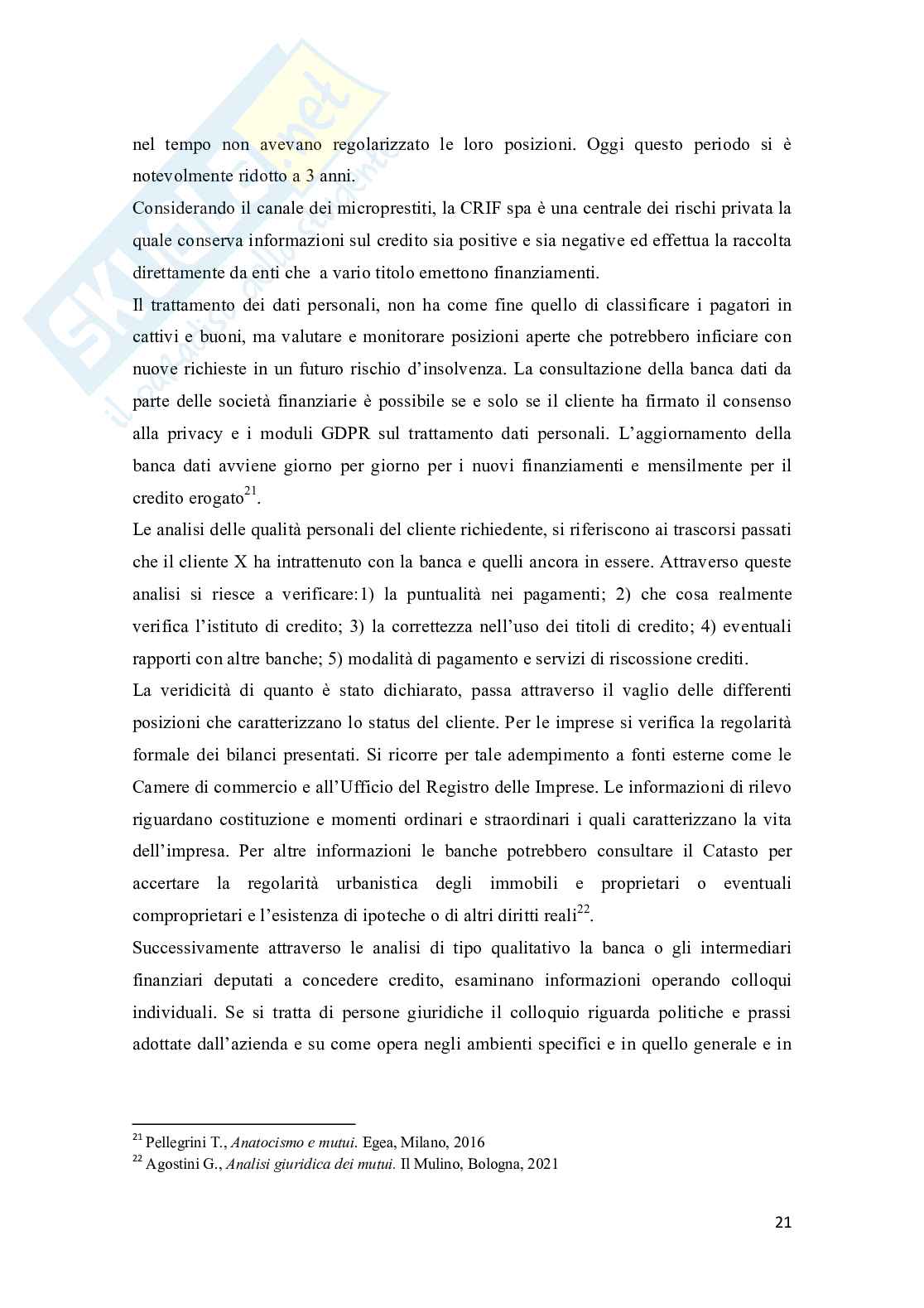 Valutazione della sostenibilità di un mutuo: analisi finanziaria Pag. 21