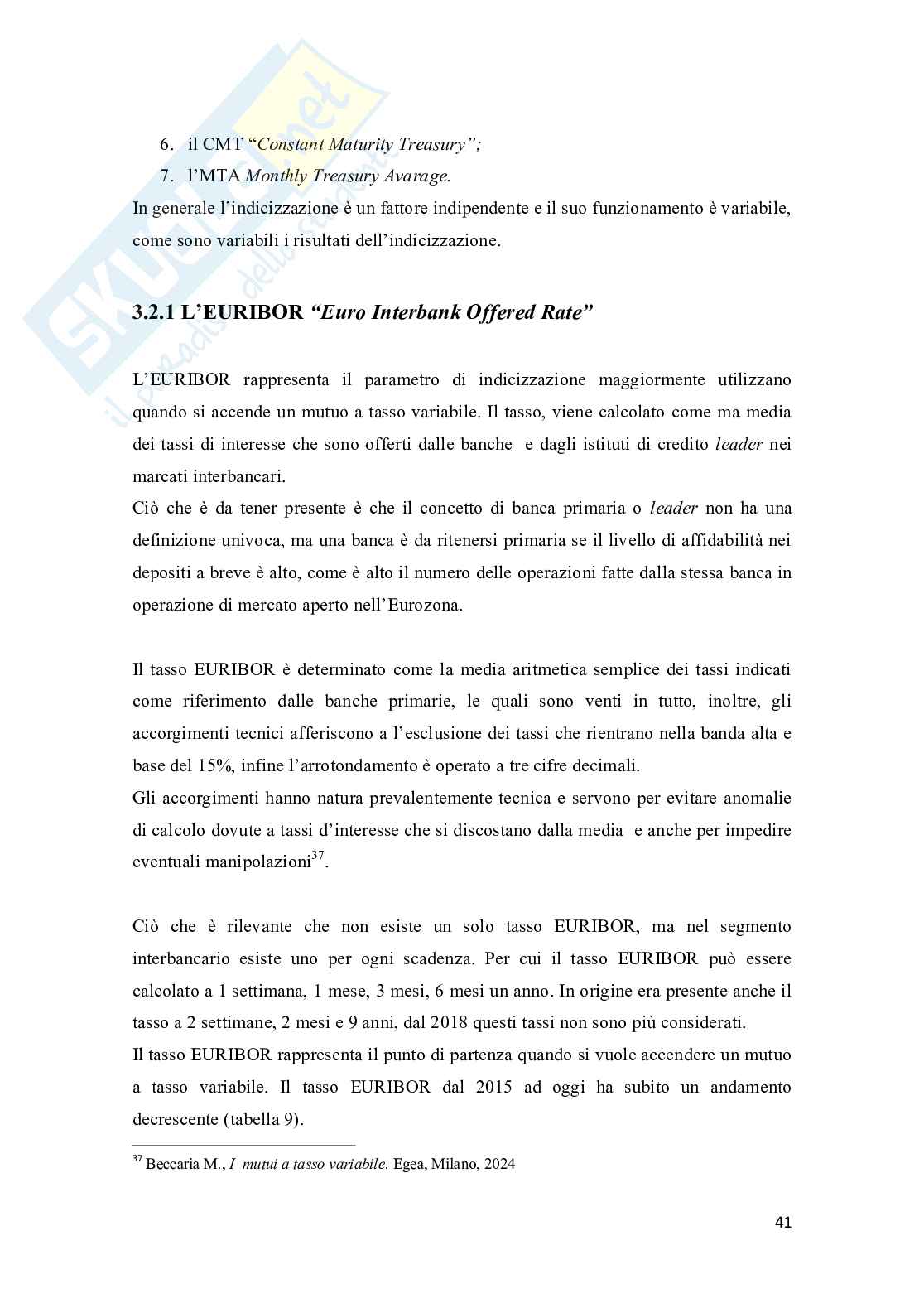 Valutazione della sostenibilità di un mutuo: analisi finanziaria Pag. 41