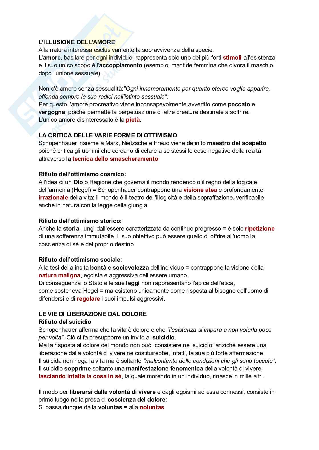 Arthur Schopenhauer: volontà, rappresentazione e pessimismo Pag. 6