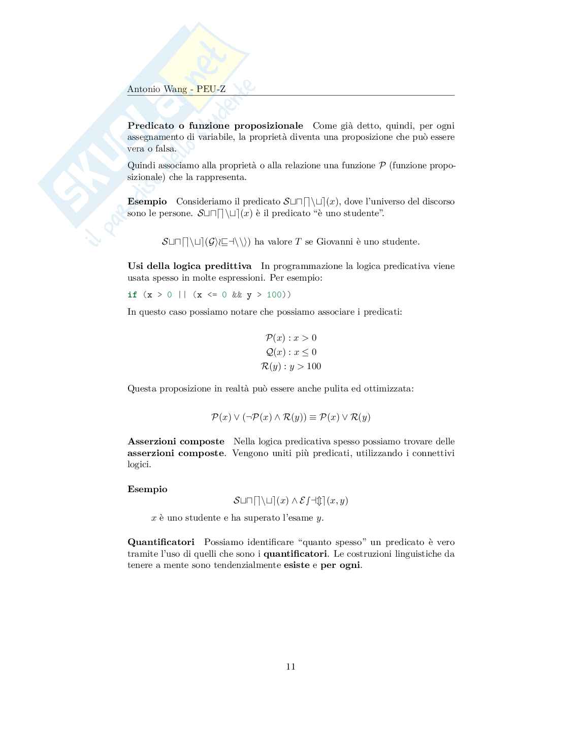 Metodi matematici per l'informatica – Appunti logica, insiemi e induzione, appunti di logica matematica Pag. 11
