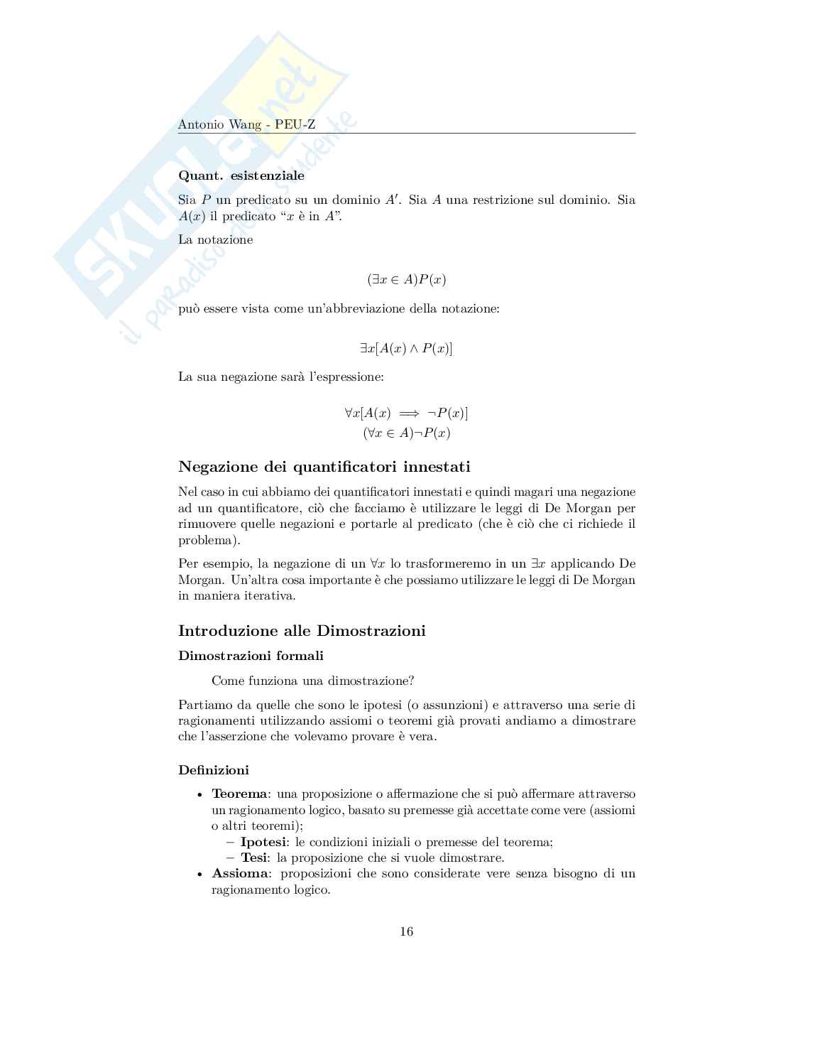Metodi matematici per l'informatica – Appunti logica, insiemi e induzione, appunti di logica matematica Pag. 16