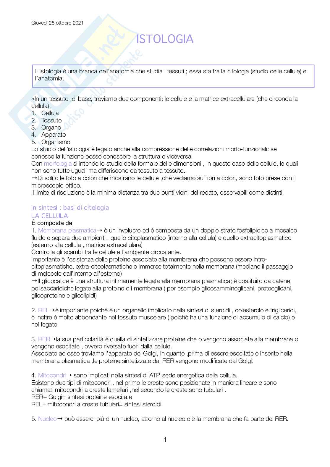 Appunti di Istologia