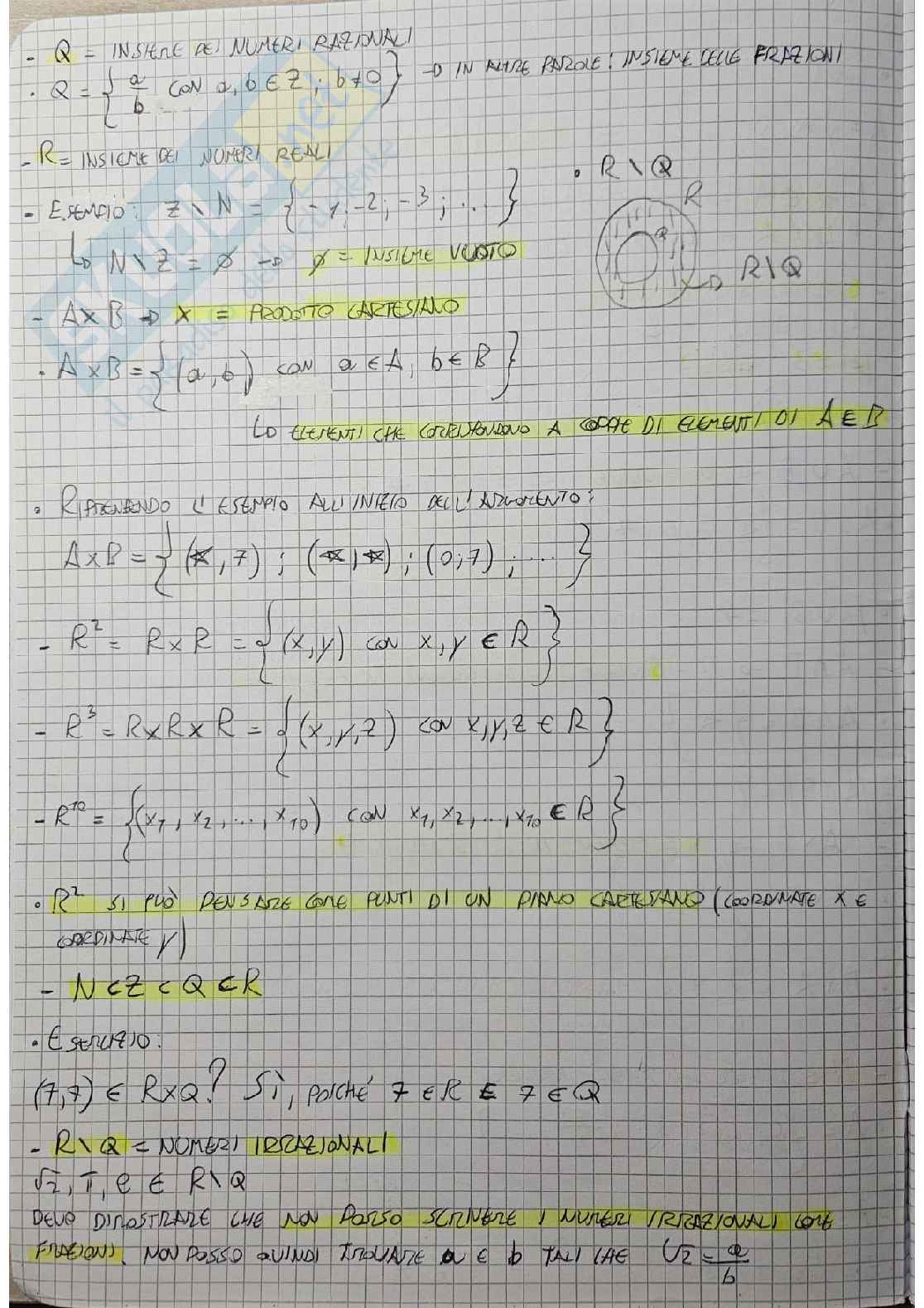 Appunti di Geometria e algebra lineare: insiemi, osservazioni sul concetto di funzione, nozioni generali di geometria e rette in qualunque dimensione Pag. 2