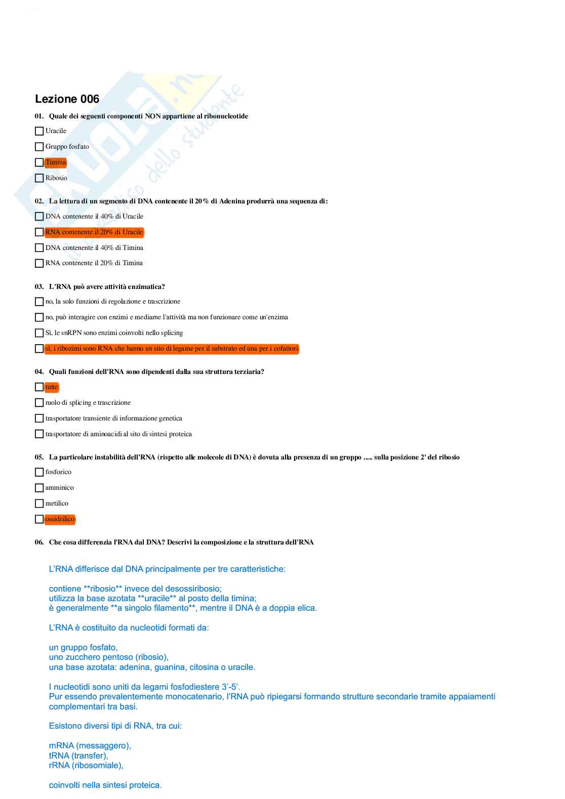 Paniere di Biologia molecolare con multiple + aperte, 2026 Pag. 11