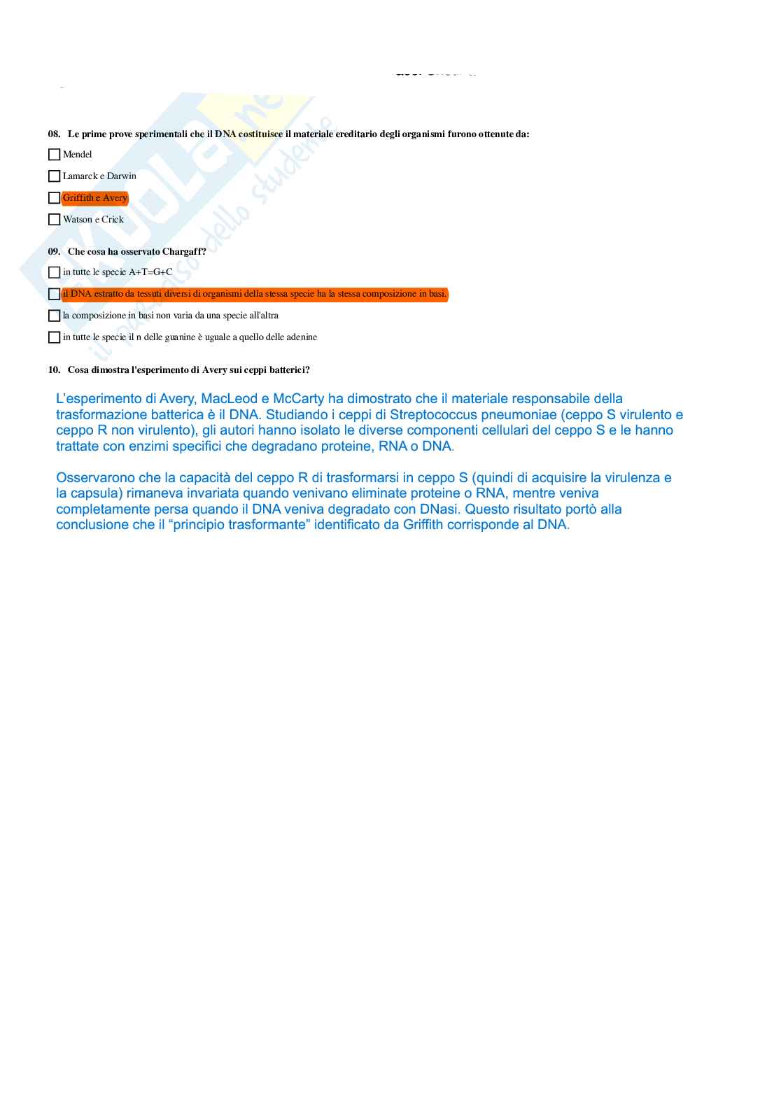Paniere di Biologia molecolare con multiple + aperte, 2026 Pag. 6
