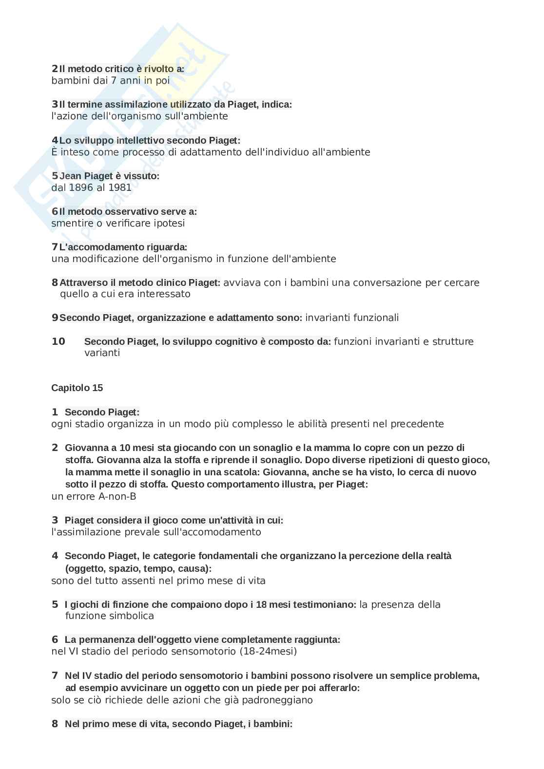 Domande e risposte Psicologia dello sviluppo Pag. 11