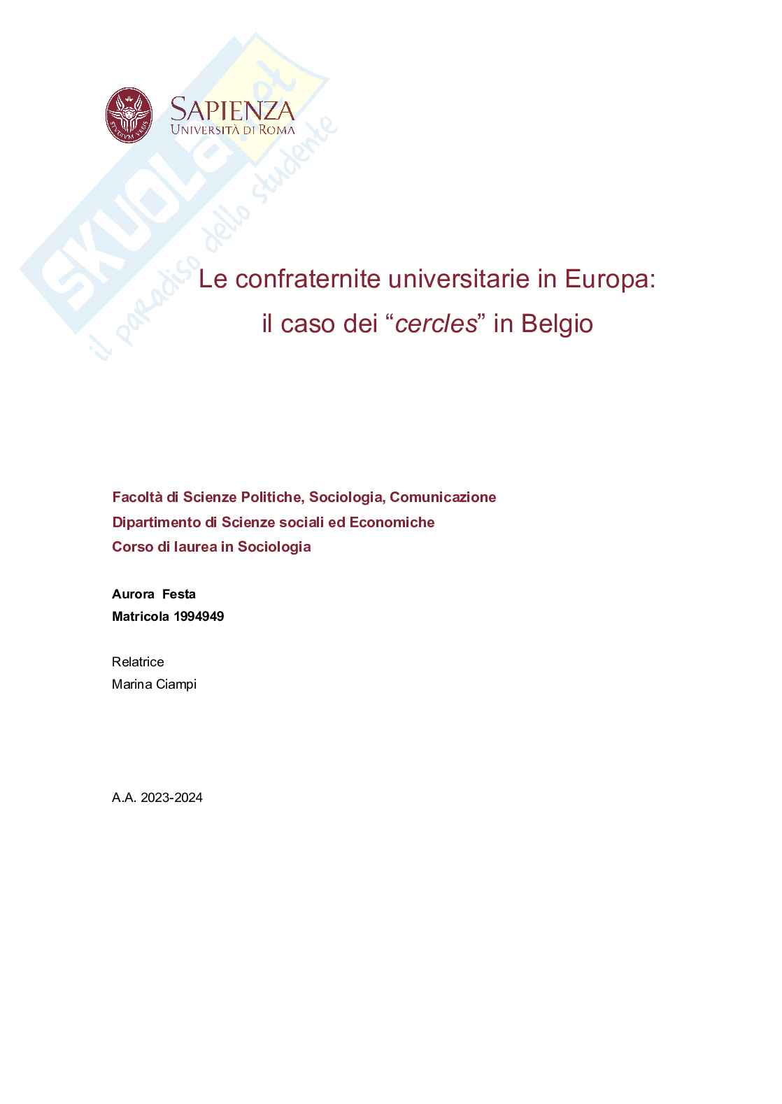 Confraternite universitarie in Europa: il caso dei cercles in Belgio Pag. 1