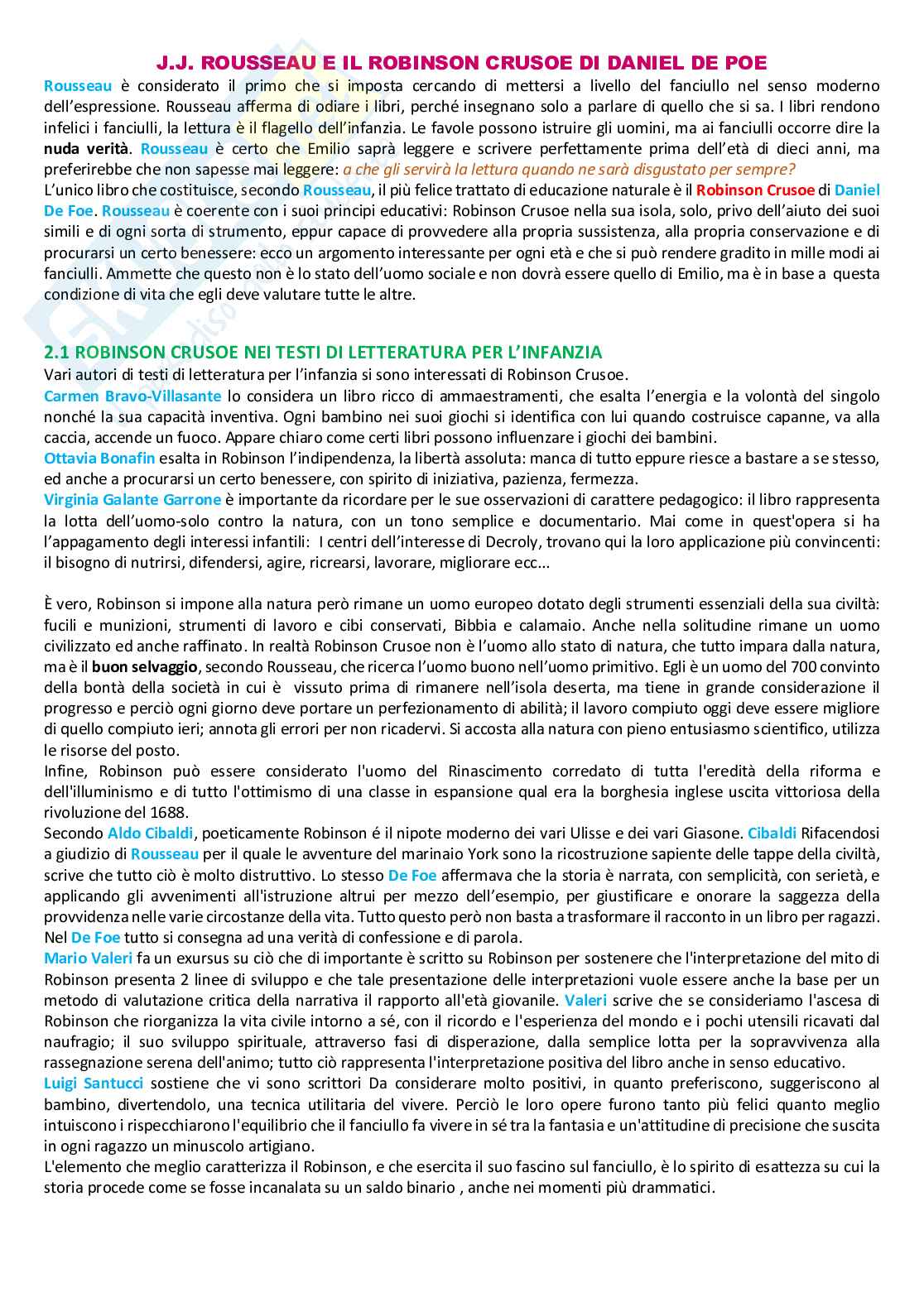 Riassunto esame letteratura per l'infanzia, Prof. Marini  e Domande Letteratura per l’infanzia. Pag. 11