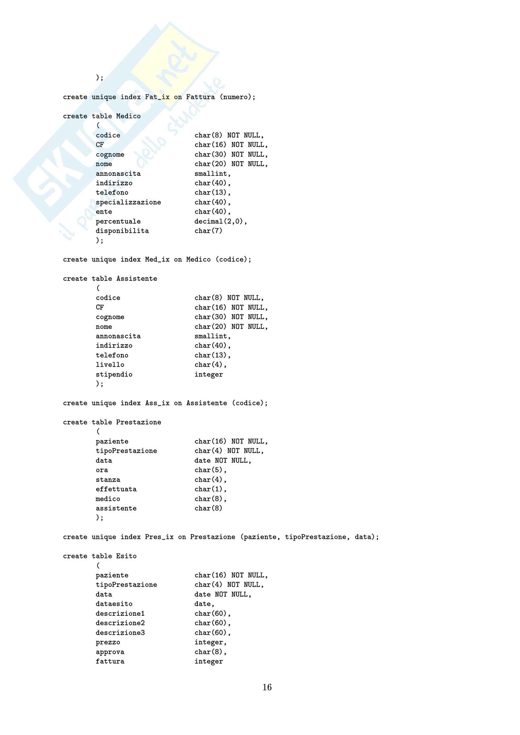 Basi di dati - esempio progetto database Pag. 16