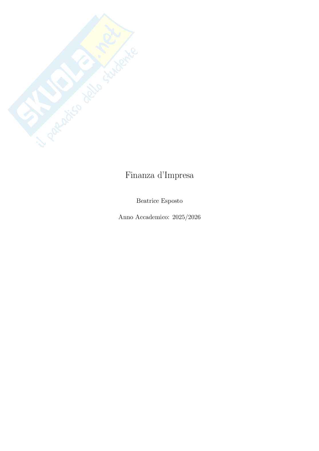 Appunti modulo Finanza d'impresa Pag. 1