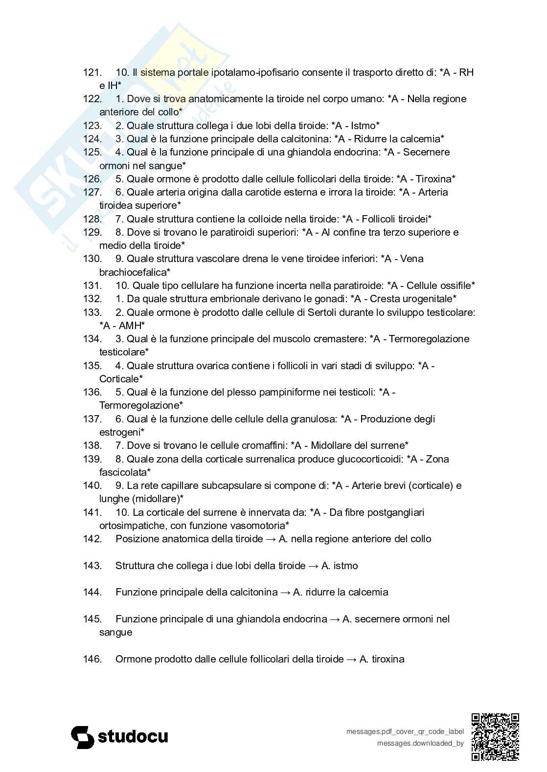 Paniere esame Anatomia umana  Pag. 16